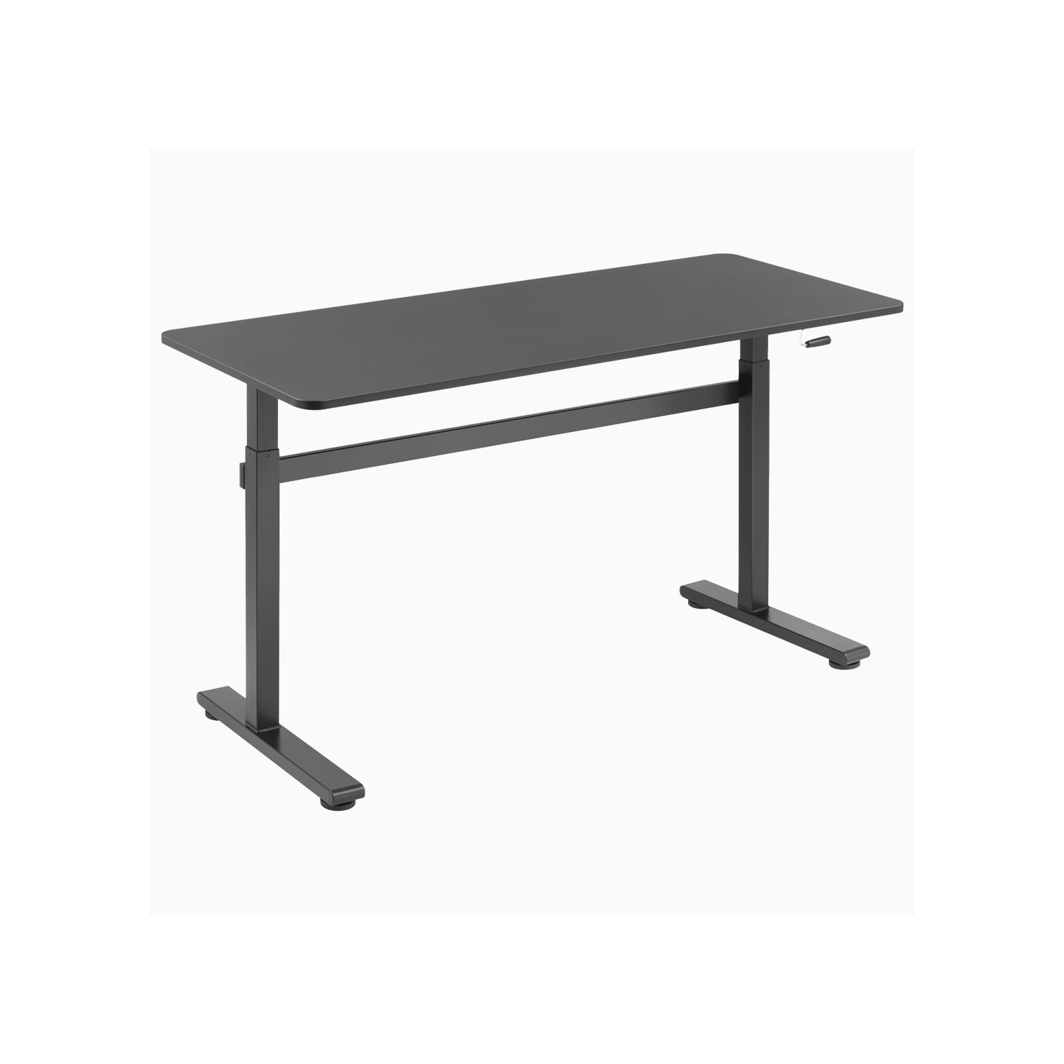 Desky Zero Manual Sit-Stand Desk - Crank Lift up to 46.1", Manual Height Adjustable Sturdy Steel Frame Levelling Feet - White