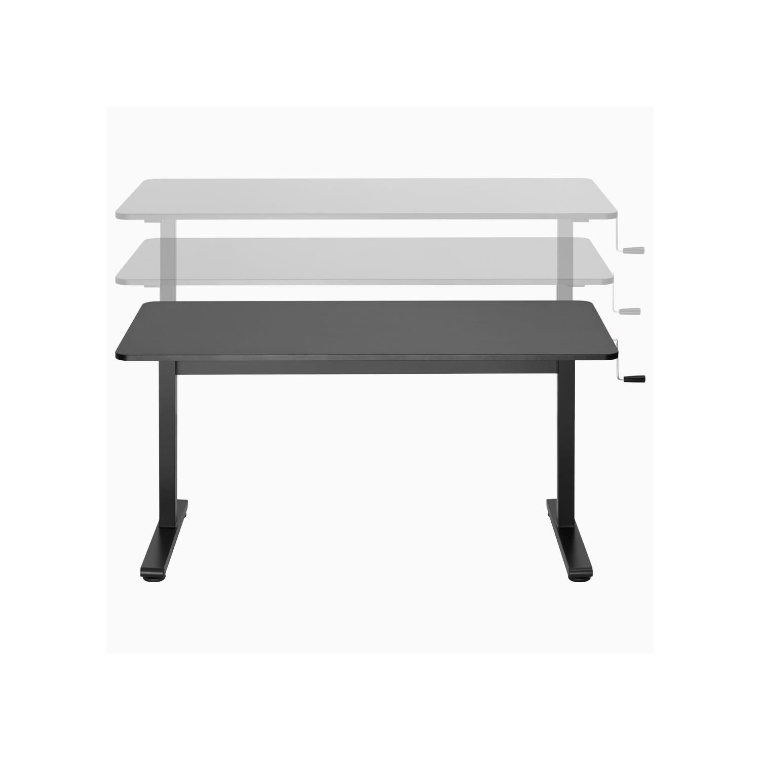 Desky Zero Manual Sit-Stand Desk - Crank Lift up to 46.1", Manual Height Adjustable Sturdy Steel Frame Levelling Feet - White