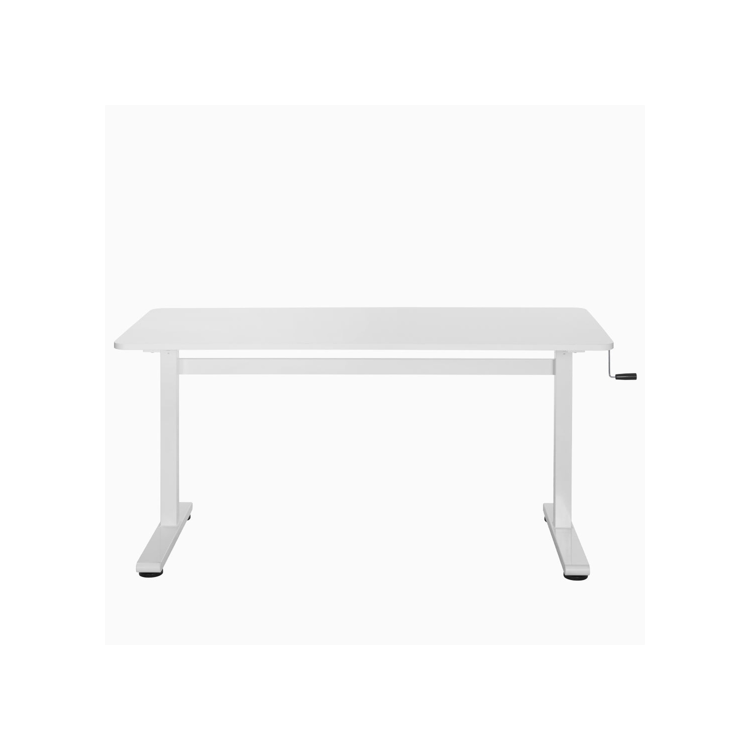 Desky Zero Manual Sit-Stand Desk - Crank Lift up to 46.1", Manual Height Adjustable Sturdy Steel Frame Levelling Feet - White