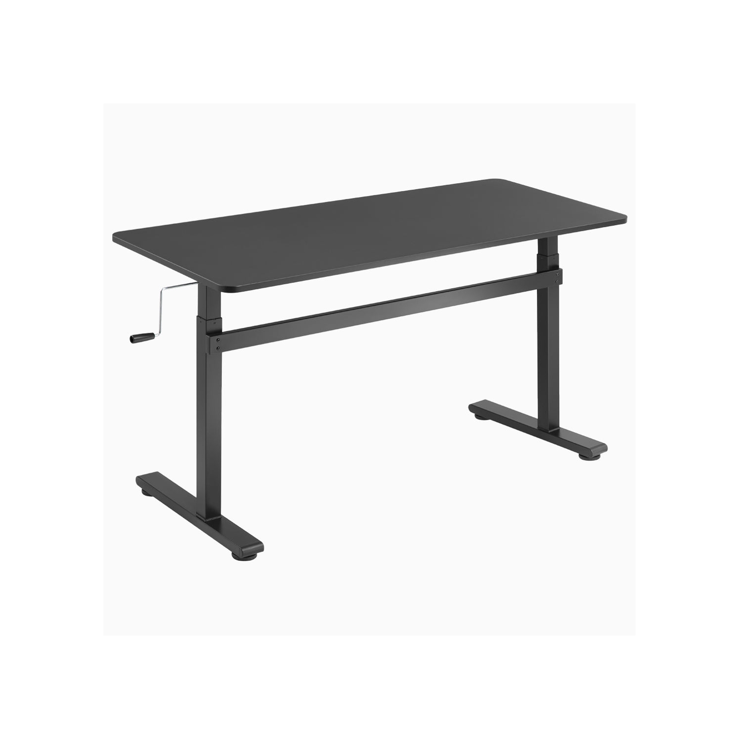 Desky Zero Manual Sit-Stand Desk - Crank Lift up to 46.1", Manual Height Adjustable Sturdy Steel Frame Levelling Feet - White