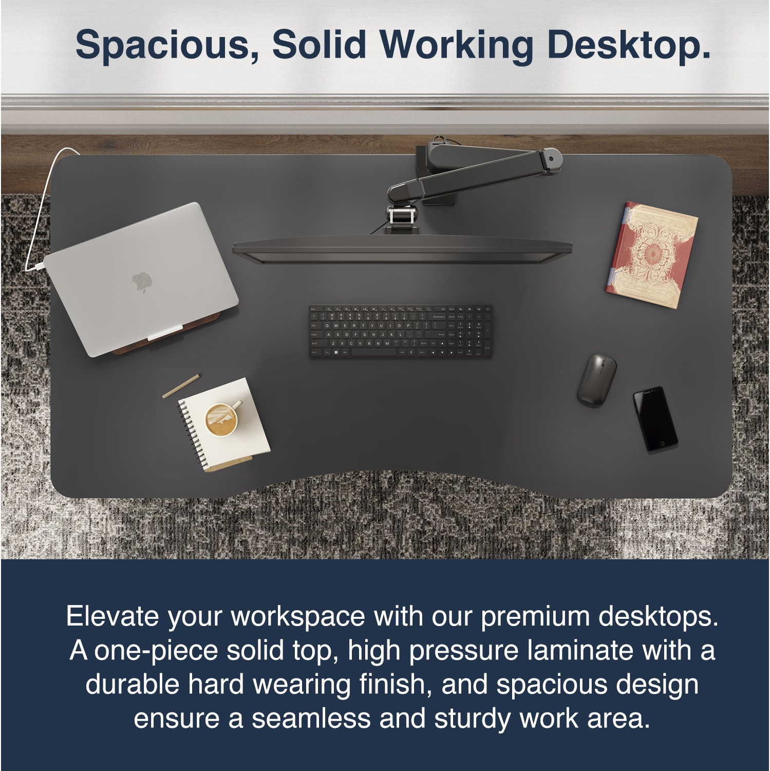 Desky Air-Lift Zero Sit-Stand Desk – 57.1" × 28.7" White Top, Pneumatic Lift, White Frame