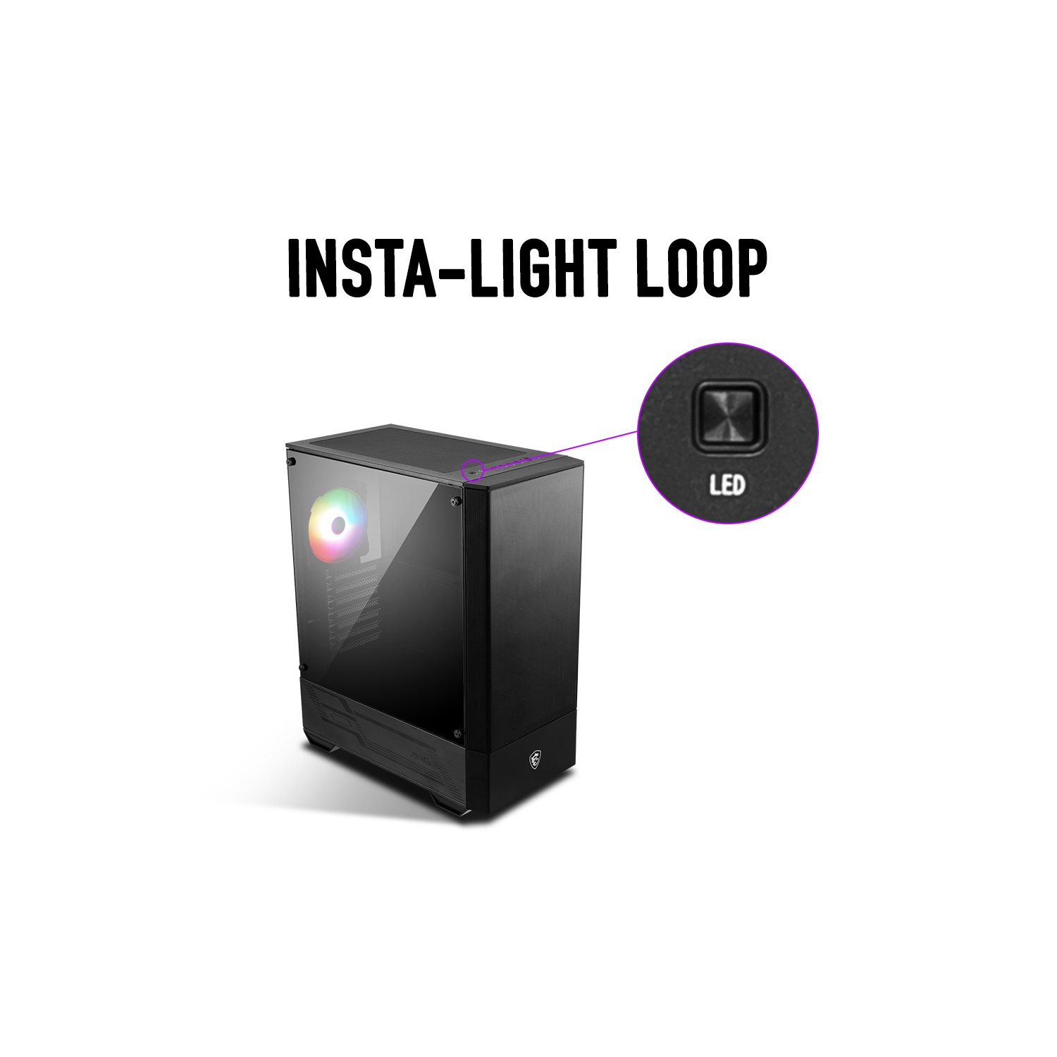 MAG FORGE 112R de MSI – Boîtier d'ordinateur de jeu mi-tour : Panneau latéral en verre trempé, 120MM ventilateurs ARGB, prise en charge du