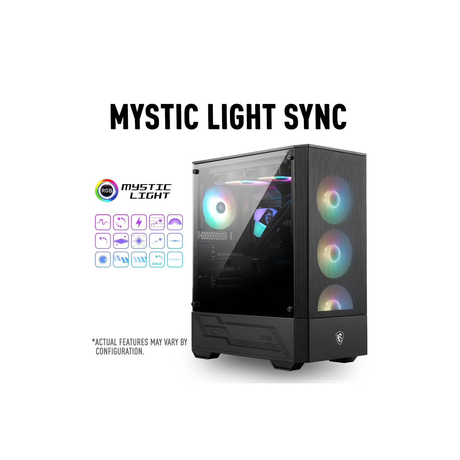 MAG FORGE 112R de MSI – Boîtier d'ordinateur de jeu mi-tour : Panneau latéral en verre trempé, 120MM ventilateurs ARGB, prise en charge du