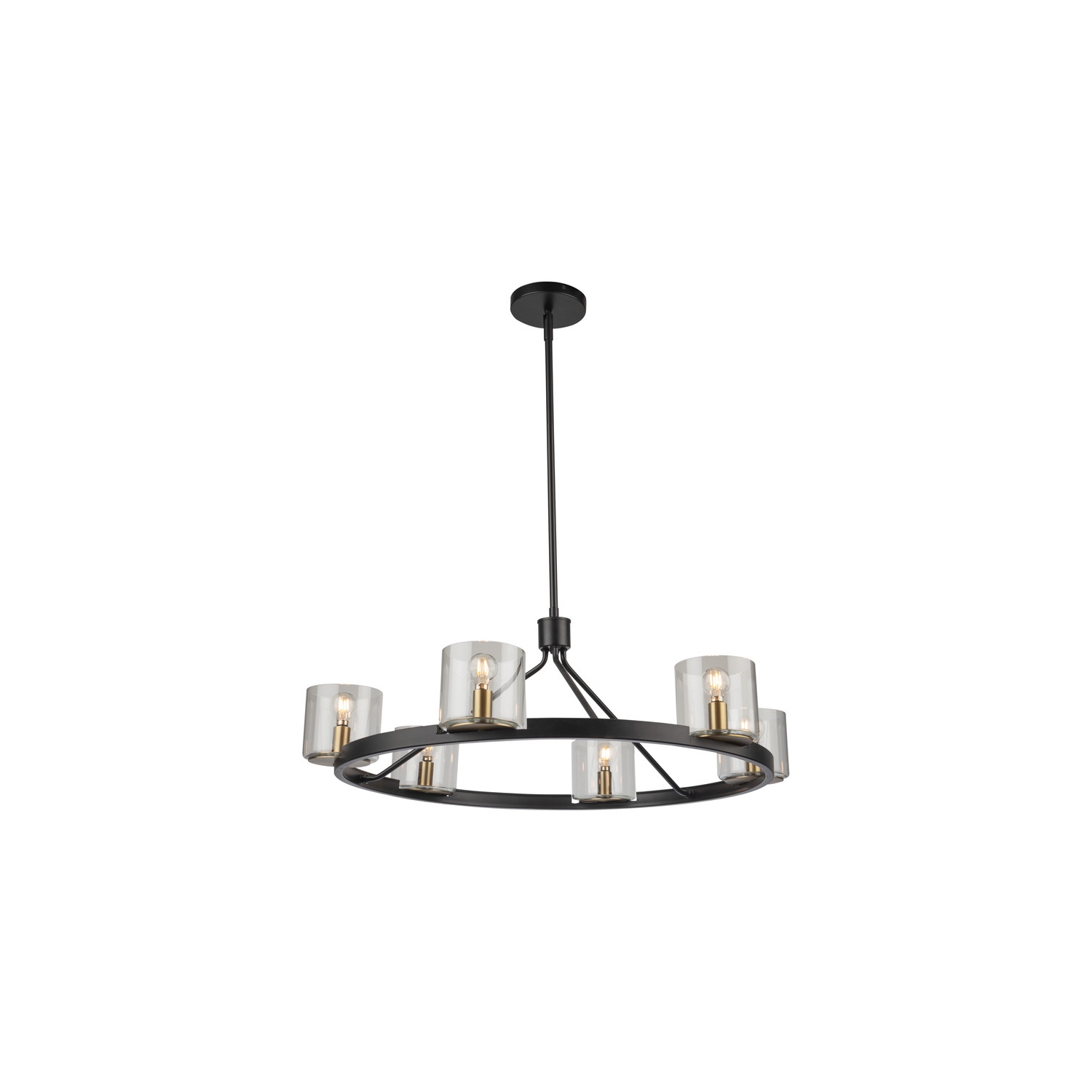 Salinas Collection 6-Light Chandelier, Black and Brass