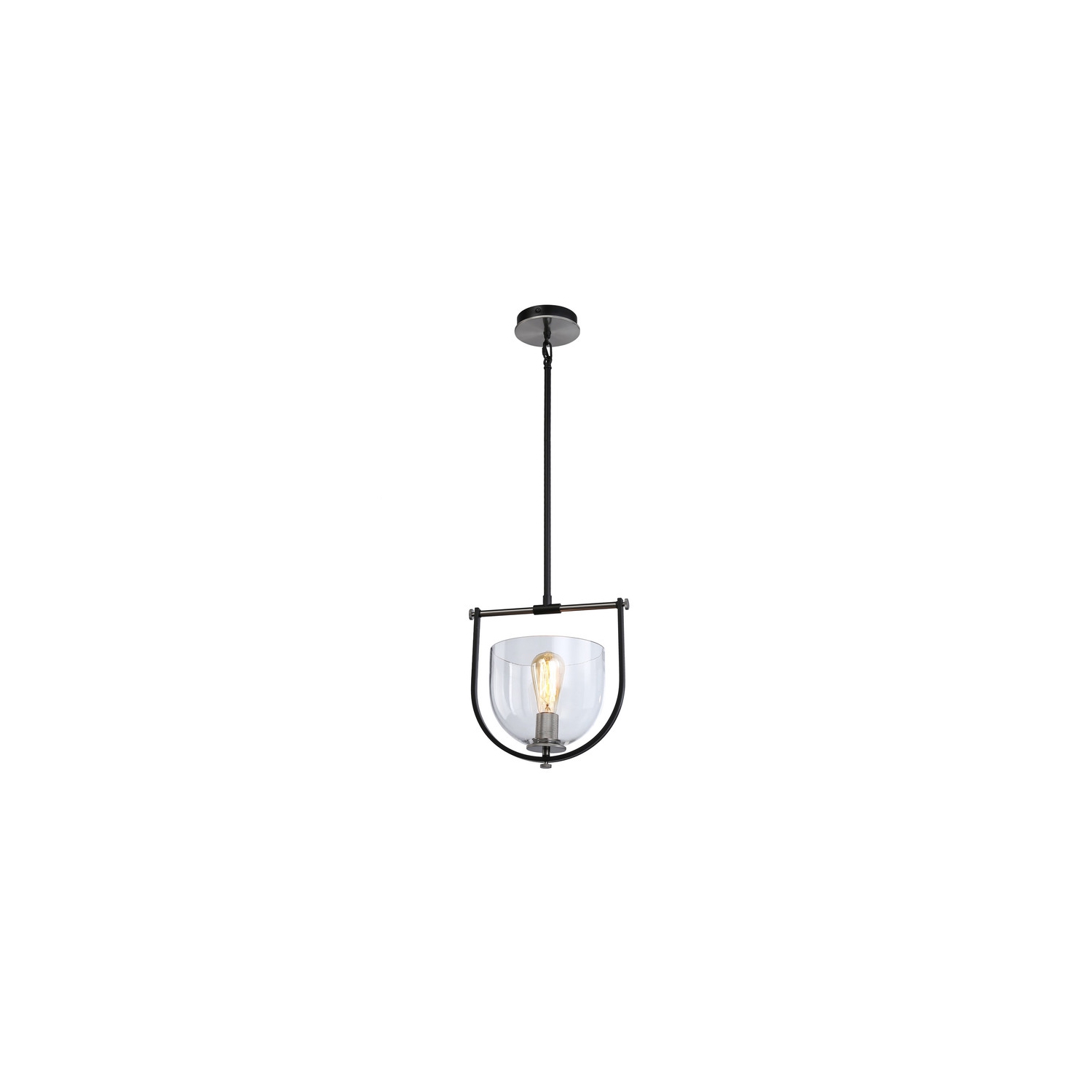 Cheshire Collection 1-Light Pendant, Black & Nickel