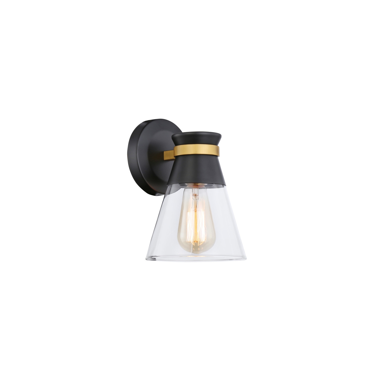 Kanata Collection 1-Light Sconce, Black & Brushed Brass