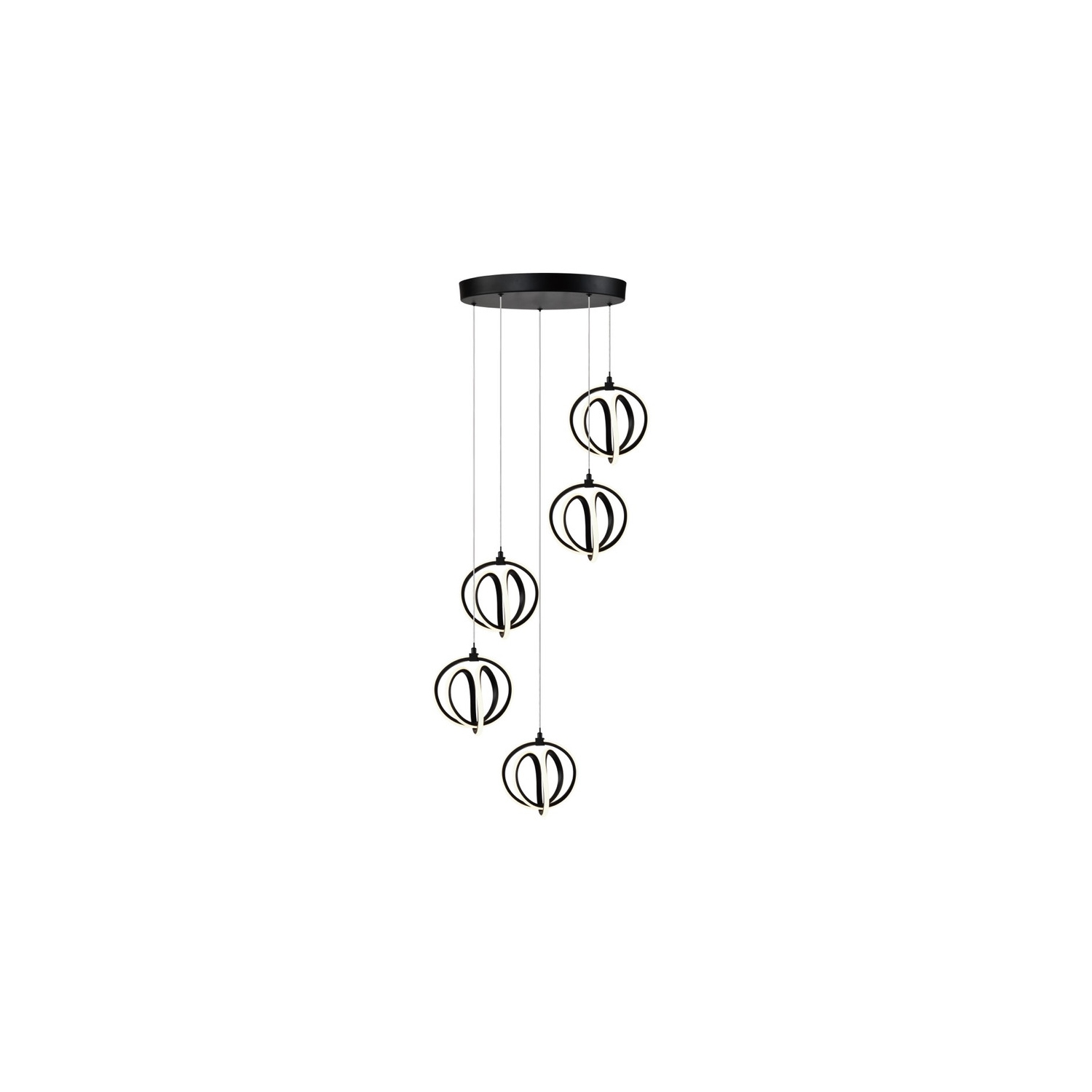 Rose 5 Light LED Chandelier Black