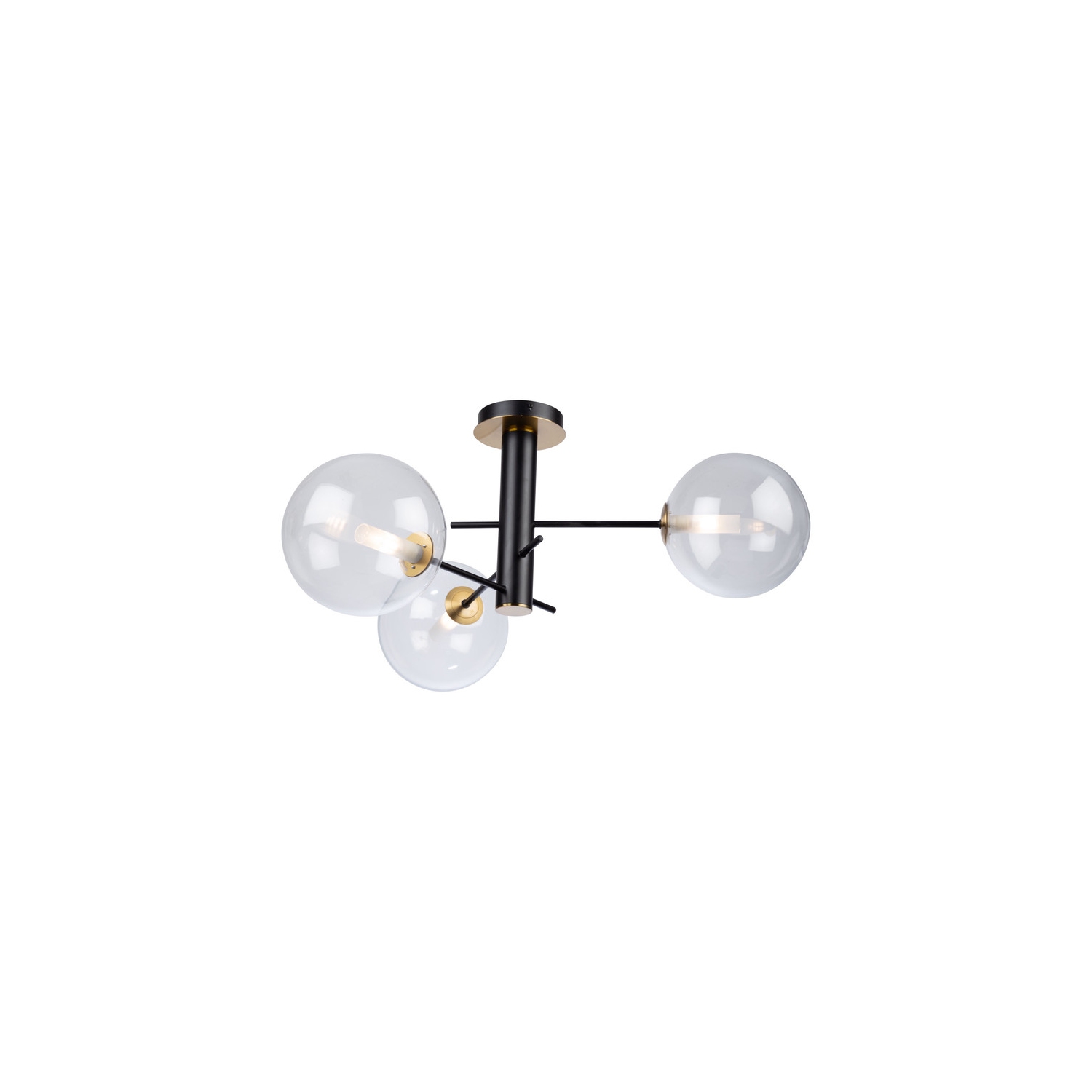 Aurelia Collection 3-Light Semi-Flush Mount, Matte Black & Brass