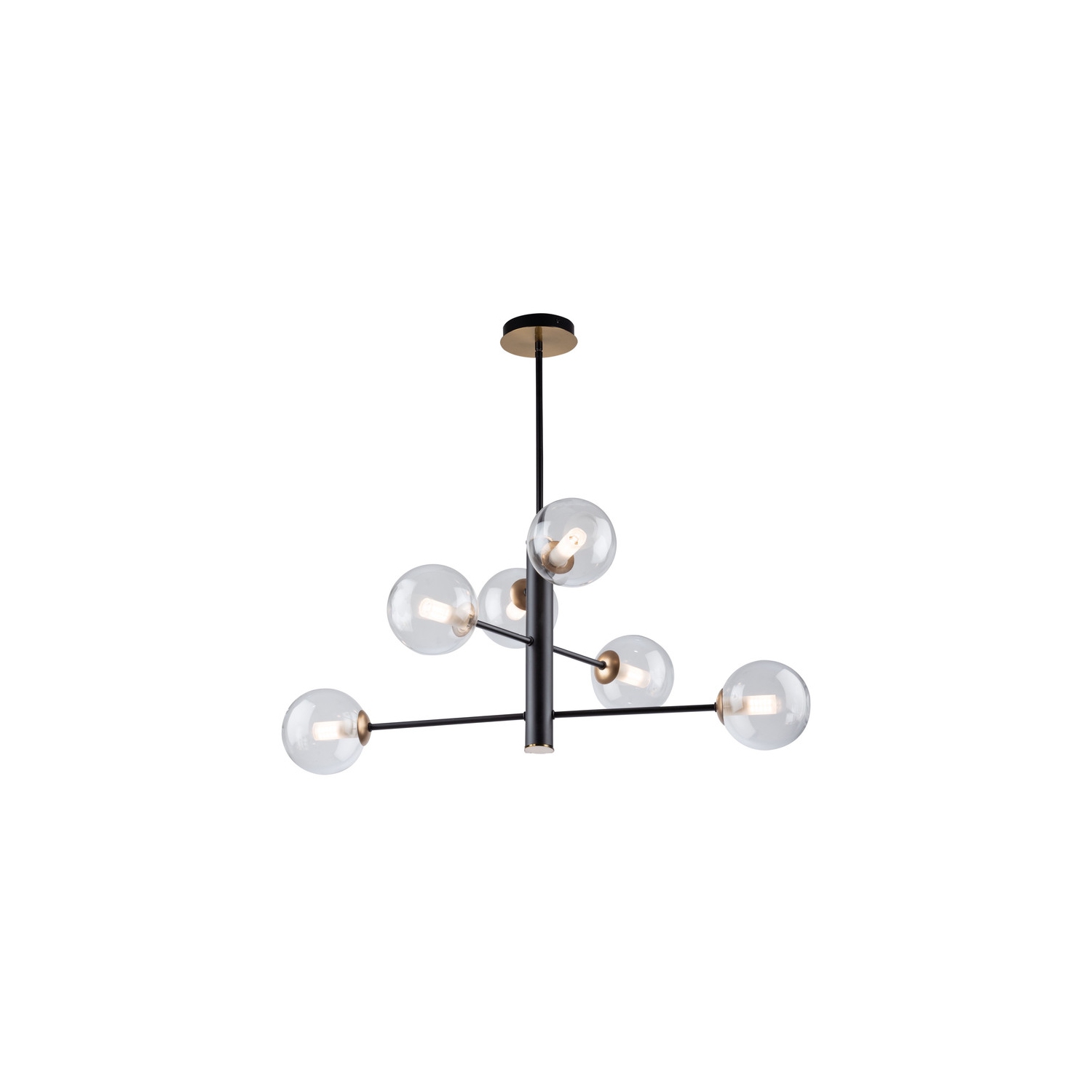 Lustre à 6 lampes de la collection Aurelia, noir mat et laiton