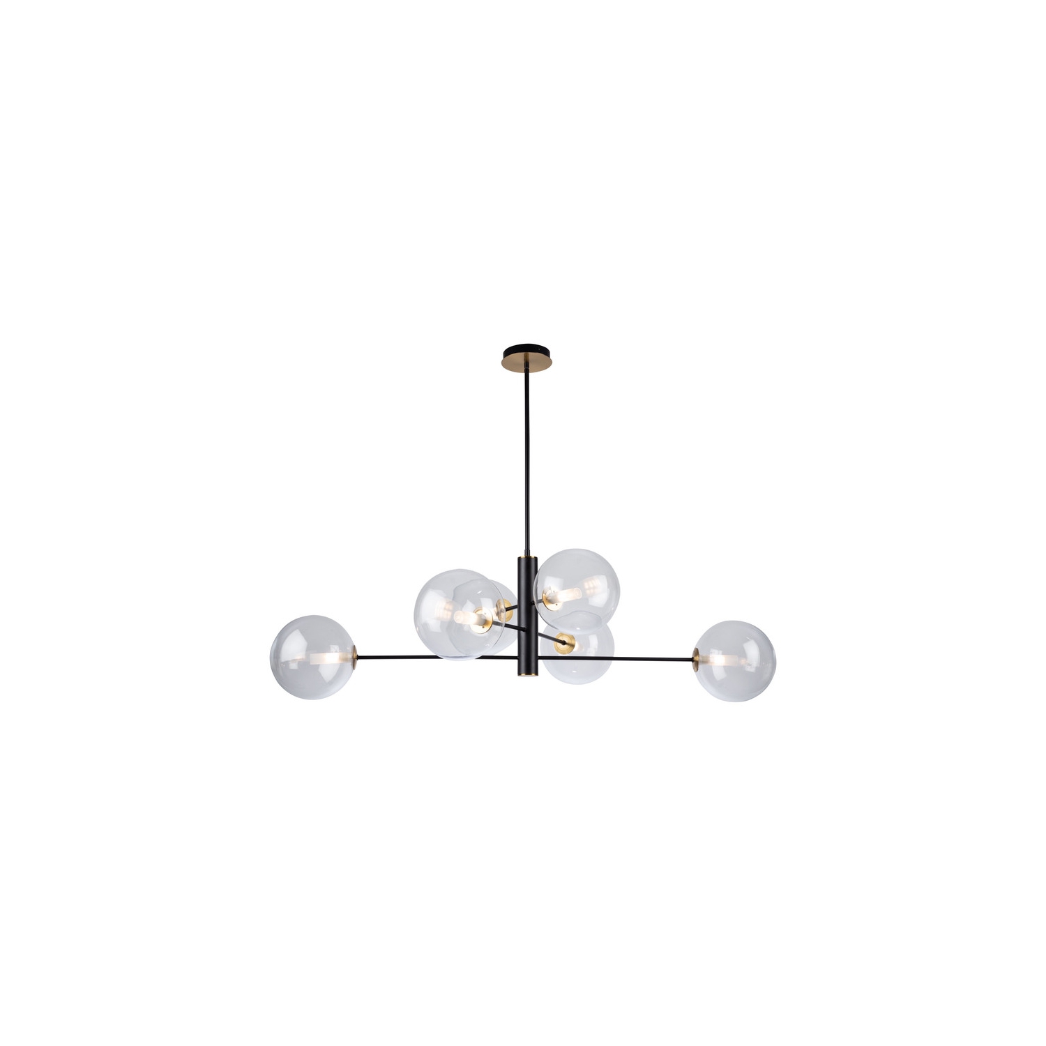 Aurelia Collection 6-Light Chandelier, Matte Black & Brass