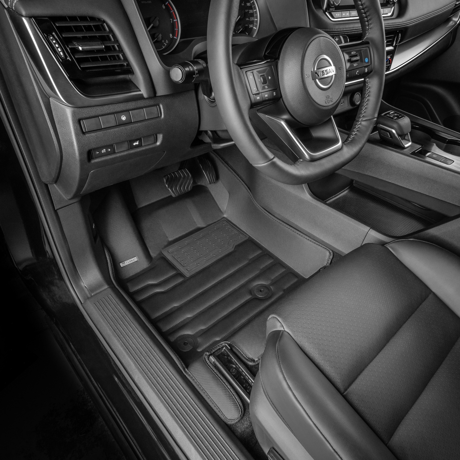 Tapis TuxMat - Pour les modèles Nissan Rogue 2023-2026 - Tapis d'auto personnalisés - Couverture maximale, toutes saisons, mesurée au laser - Cet