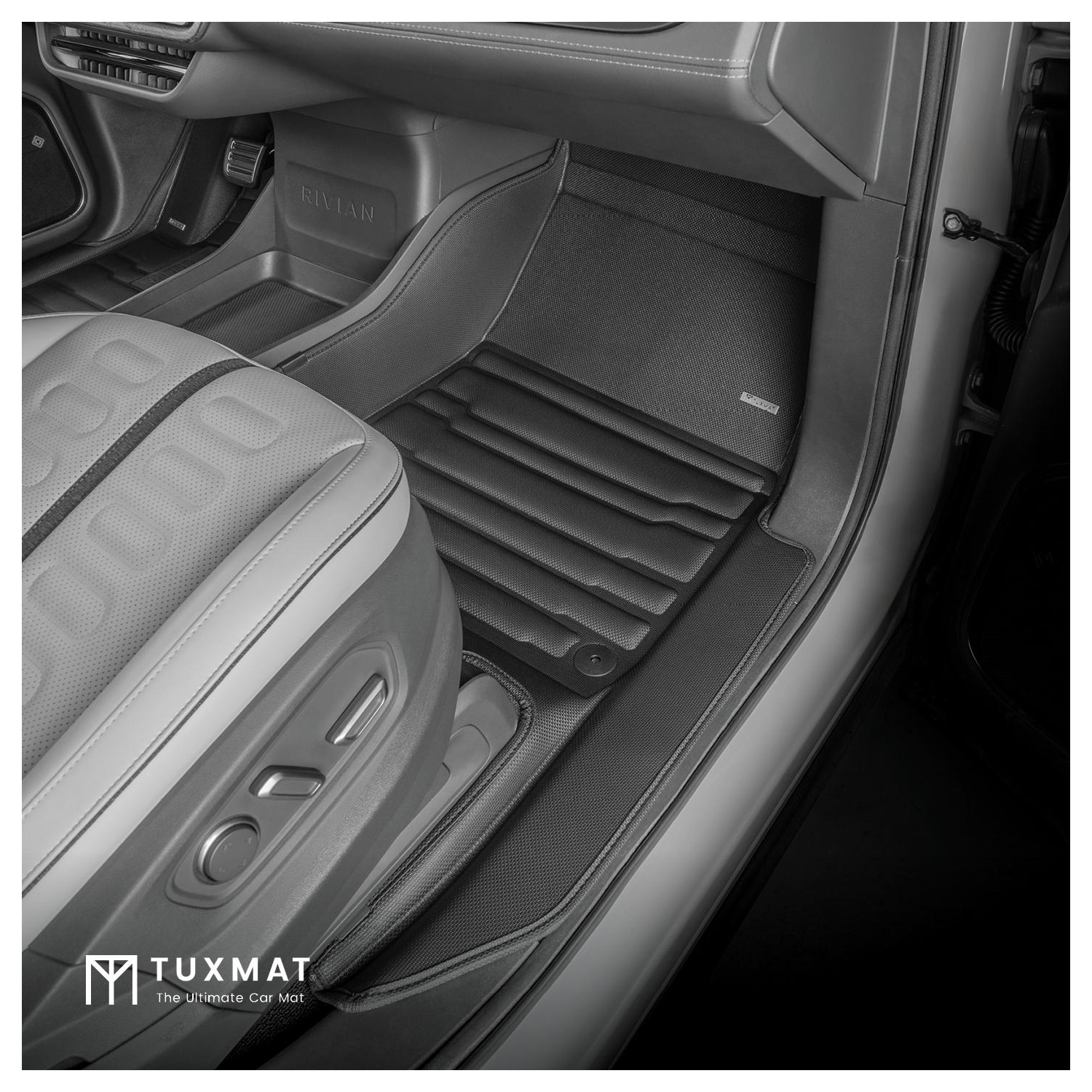 TuxMat - for Rivian R1S 7-Seater 2023-2024 Models - Custom Car Mats - Maximum Coverage, All Weather, Laser Measured - This Full Set Includes 1st, 2nd