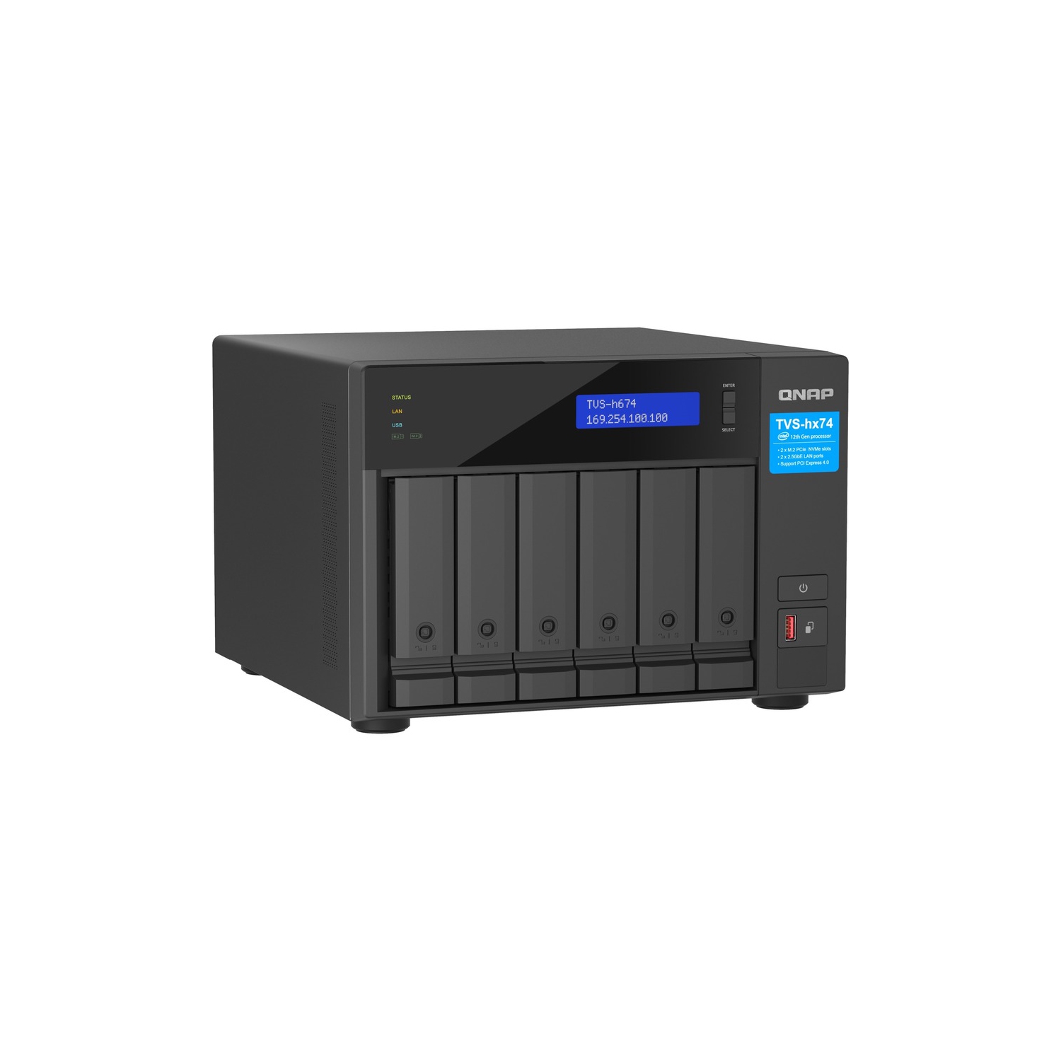 QNAP TVS-h674-i5-32G-US 6 Bay High-Speed Desktop NAS with 12th Gen Intel Core CPU, up to 64GB DDR4 RAM, 2.5 GbE Networking and PCIe Gen 4