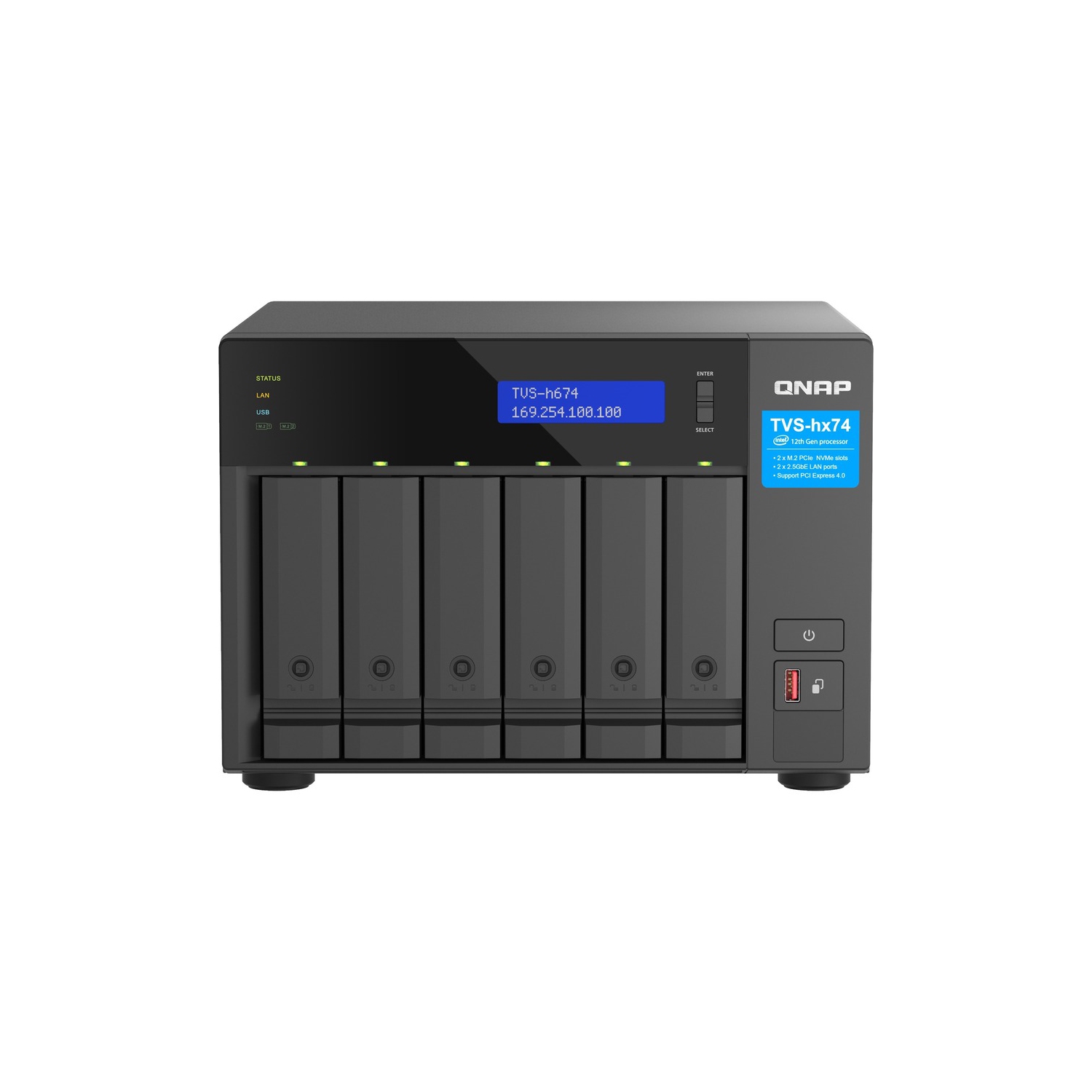 QNAP TVS-h674-i5-32G-US 6 Bay High-Speed Desktop NAS with 12th Gen Intel Core CPU, up to 64GB DDR4 RAM, 2.5 GbE Networking and PCIe Gen 4
