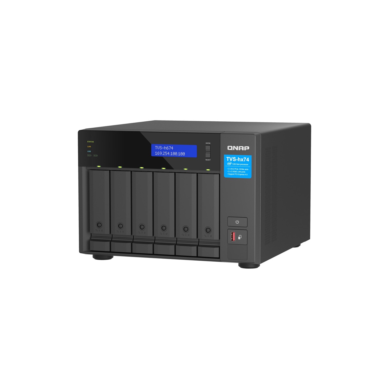 QNAP TVS-h674-i5-32G-US 6 Bay High-Speed Desktop NAS with 12th Gen Intel Core CPU, up to 64GB DDR4 RAM, 2.5 GbE Networking and PCIe Gen 4