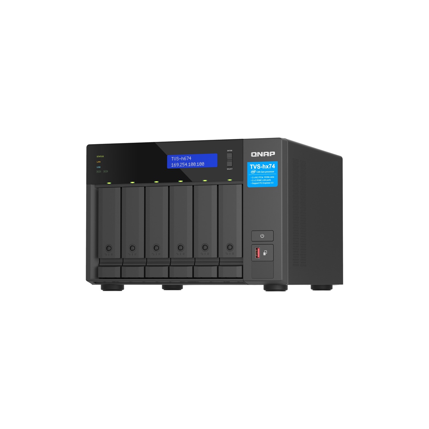 QNAP TVS-h674-i5-32G-US 6 Bay High-Speed Desktop NAS with 12th Gen Intel Core CPU, up to 64GB DDR4 RAM, 2.5 GbE Networking and PCIe Gen 4