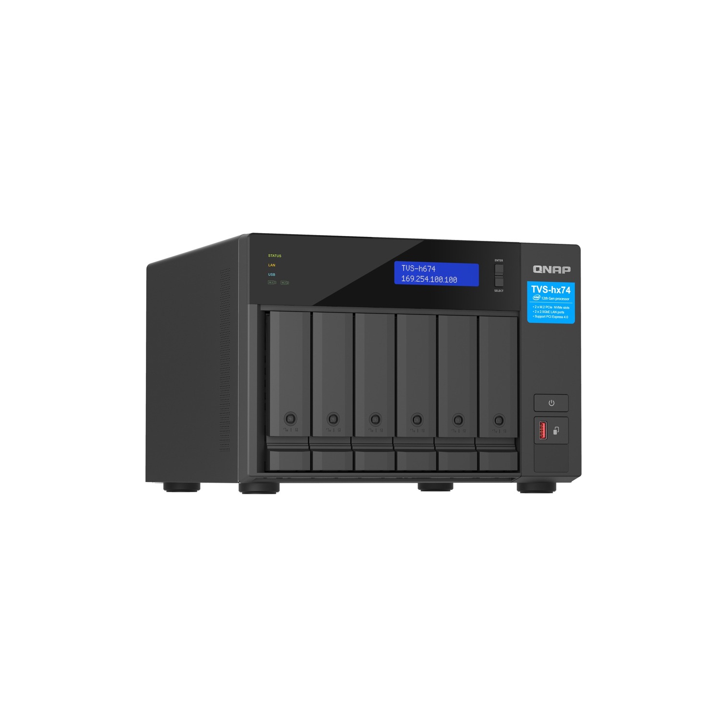 QNAP TVS-h674-i5-32G-US 6 Bay High-Speed Desktop NAS with 12th Gen Intel Core CPU, up to 64GB DDR4 RAM, 2.5 GbE Networking and PCIe Gen 4