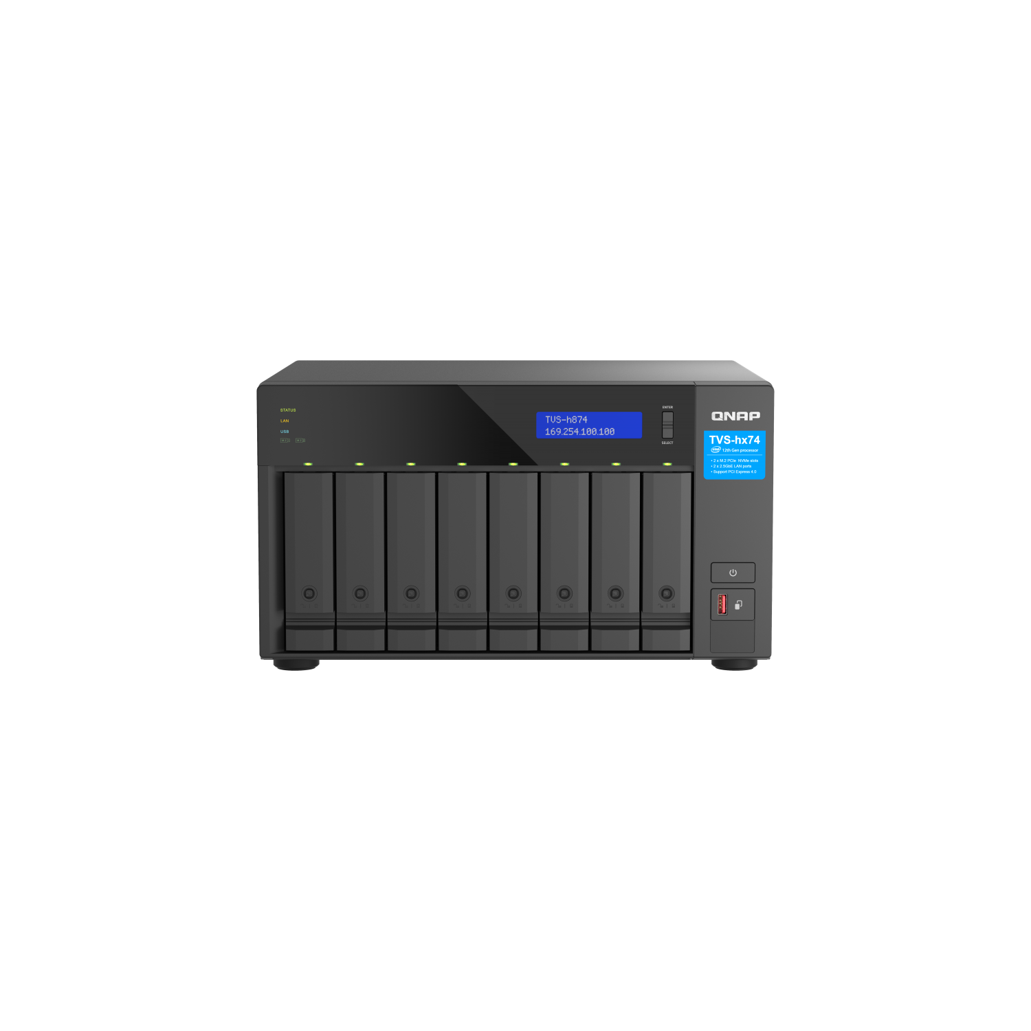 QNAP TVS-h874-i5-32G-US 8 Bay High-Speed Desktop NAS with M.2 PCIe Slots, 12th Gen Intel Core CPU, up to 64GB DDR4 RAM, 2.5 GbE Networking and PCIe