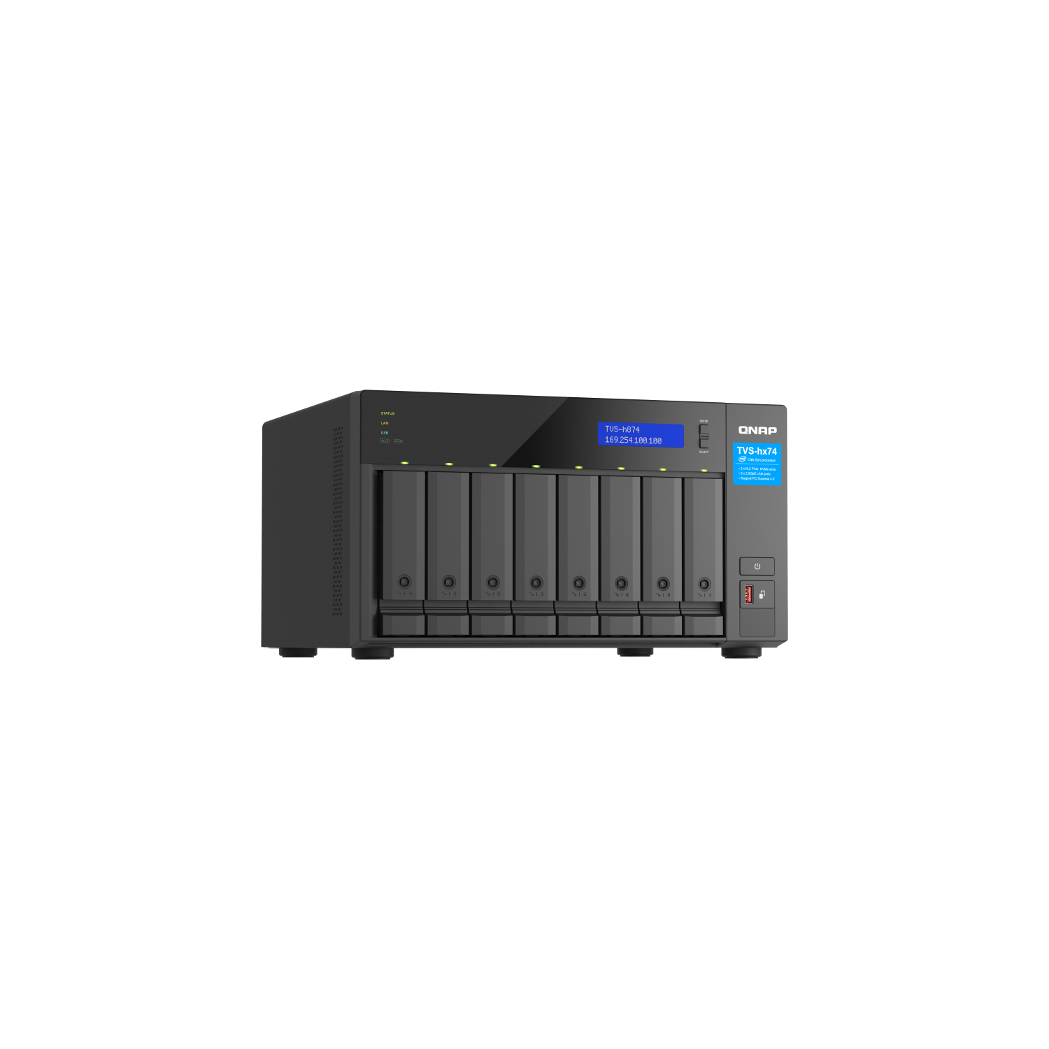 QNAP TVS-h874-i5-32G-US 8 Bay High-Speed Desktop NAS with M.2 PCIe Slots, 12th Gen Intel Core CPU, up to 64GB DDR4 RAM, 2.5 GbE Networking and PCIe