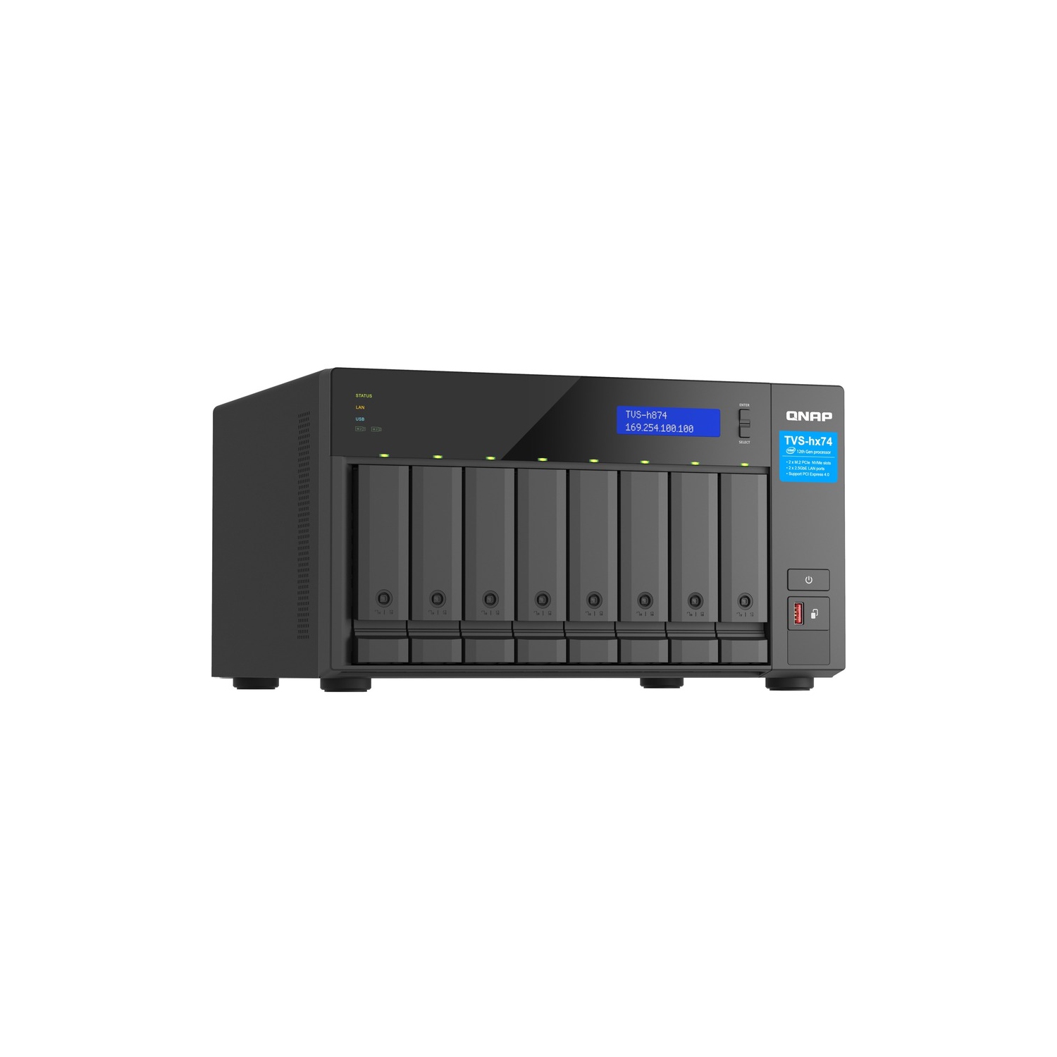 QNAP TVS-h874-i5-32G-US 8 Bay High-Speed Desktop NAS with M.2 PCIe Slots, 12th Gen Intel Core CPU, up to 64GB DDR4 RAM, 2.5 GbE Networking and PCIe