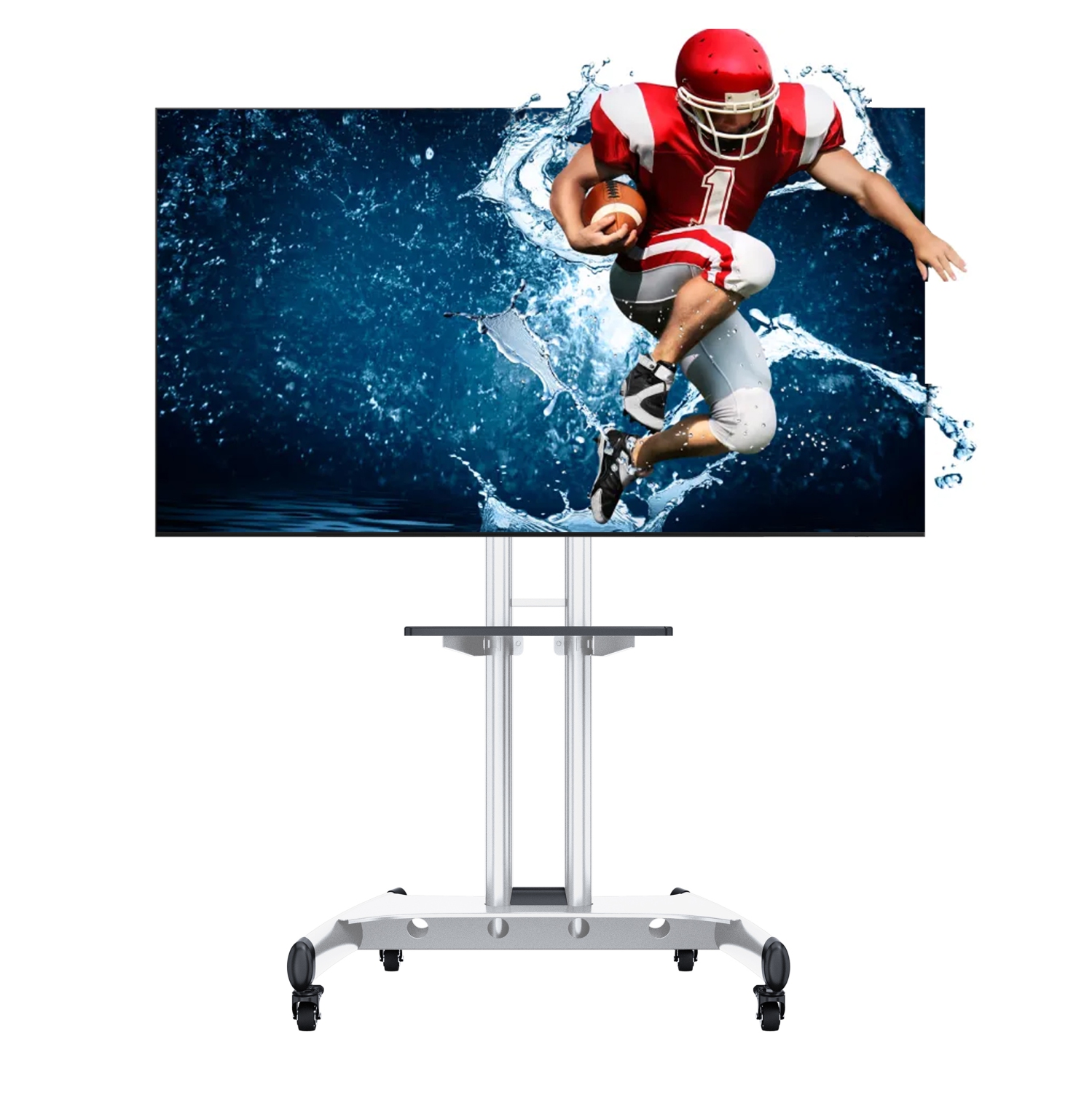 Boost Industries AVC3265ii-WH Universal Mobile TV Cart TV Stand for 32″ to 80″ TVs - White