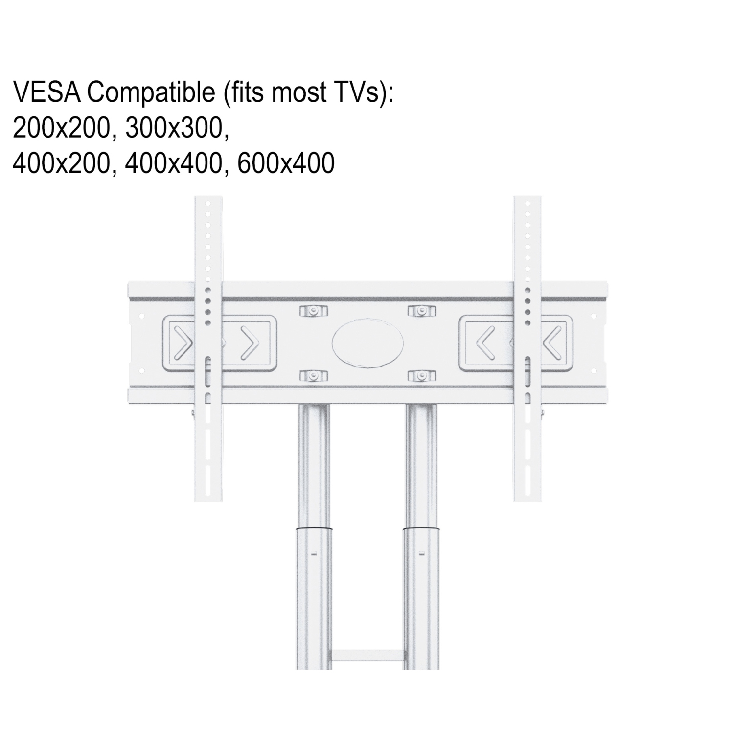 Boost Industries AVC3265ii-WH Universal Mobile TV Cart TV Stand for 32″ to 80″ TVs - White