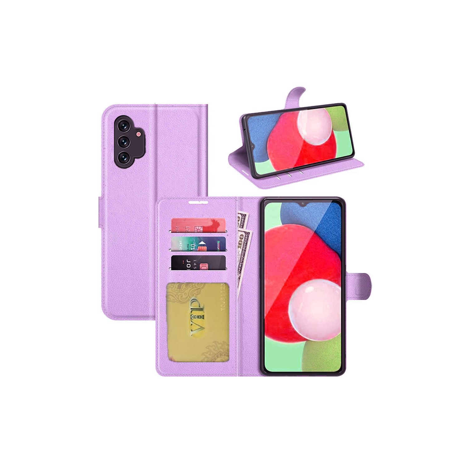 [CS] Samsung Galaxy A34 5G Case, Magnetic Leather Folio Wallet Flip Case Cover with Card Slot, Purple