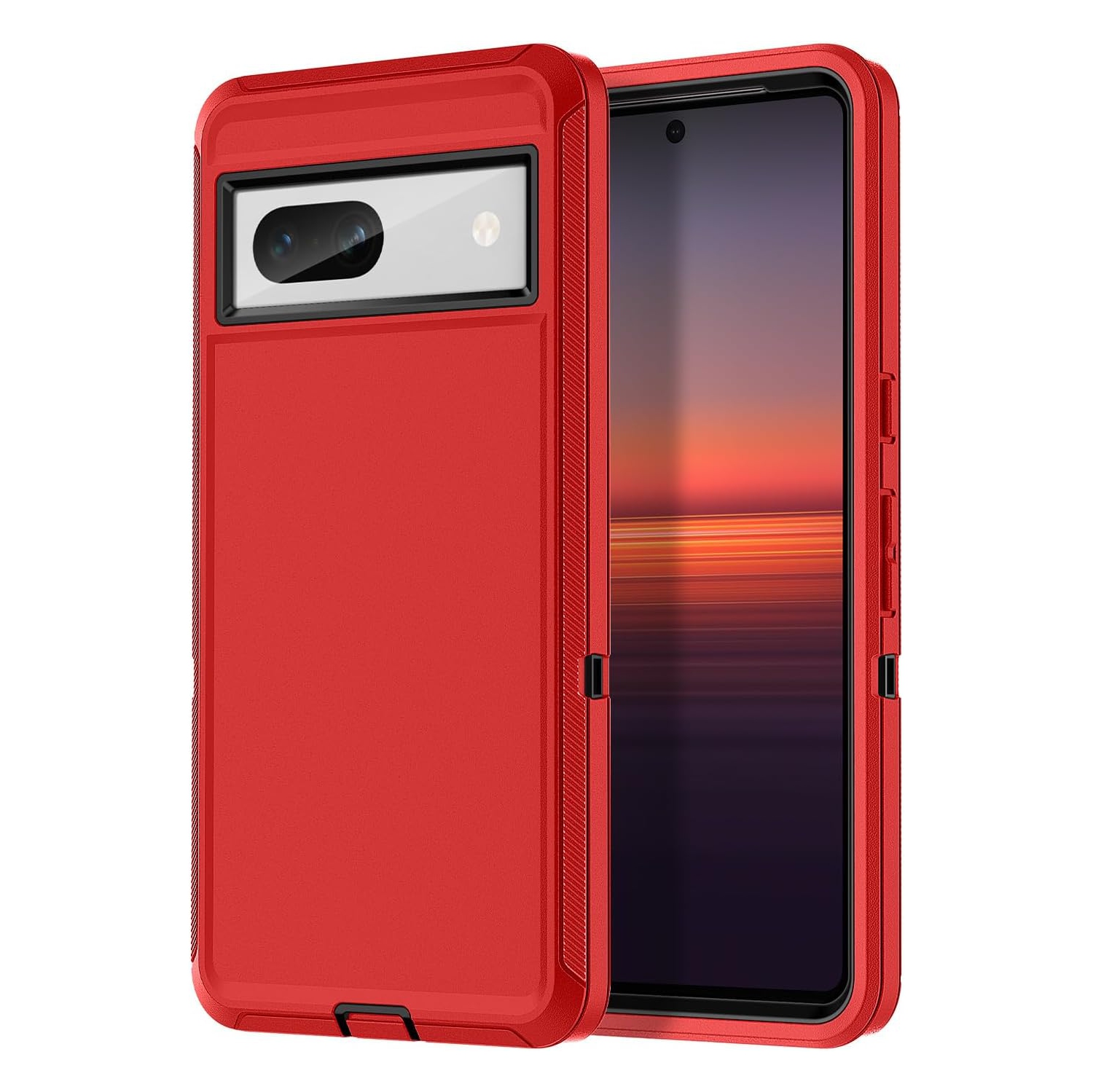 [CSmart] Étui rigide robuste et résistant aux chocs à trois couches anti-chute de 3 pour Pixel 7A de Google, rouge