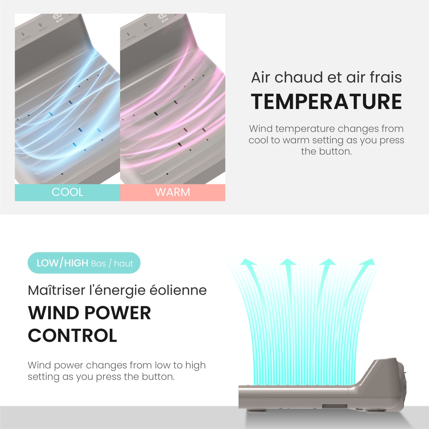 Sèche-corps et sèche-pieds VOVO STYLEMENT BD-7700G, fabriqué en Corée, sèche-cheveux à contrôle de la température et du volume du vent avec affichage