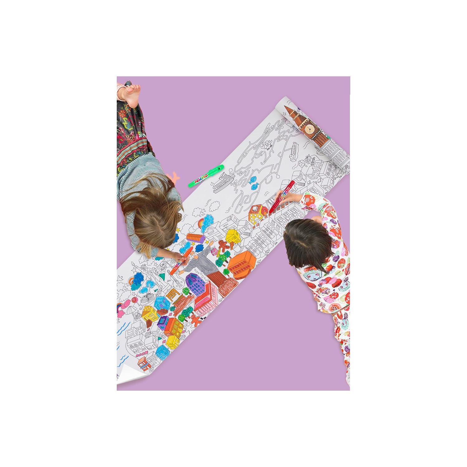 TOOKYLAND Kids Giant Coloring Roll - 28 x 600 cm Sticky Drawing Paper, Large Restick Poster Sheet, Arts & Crafts Toy for Toddlers 3 Year Old +