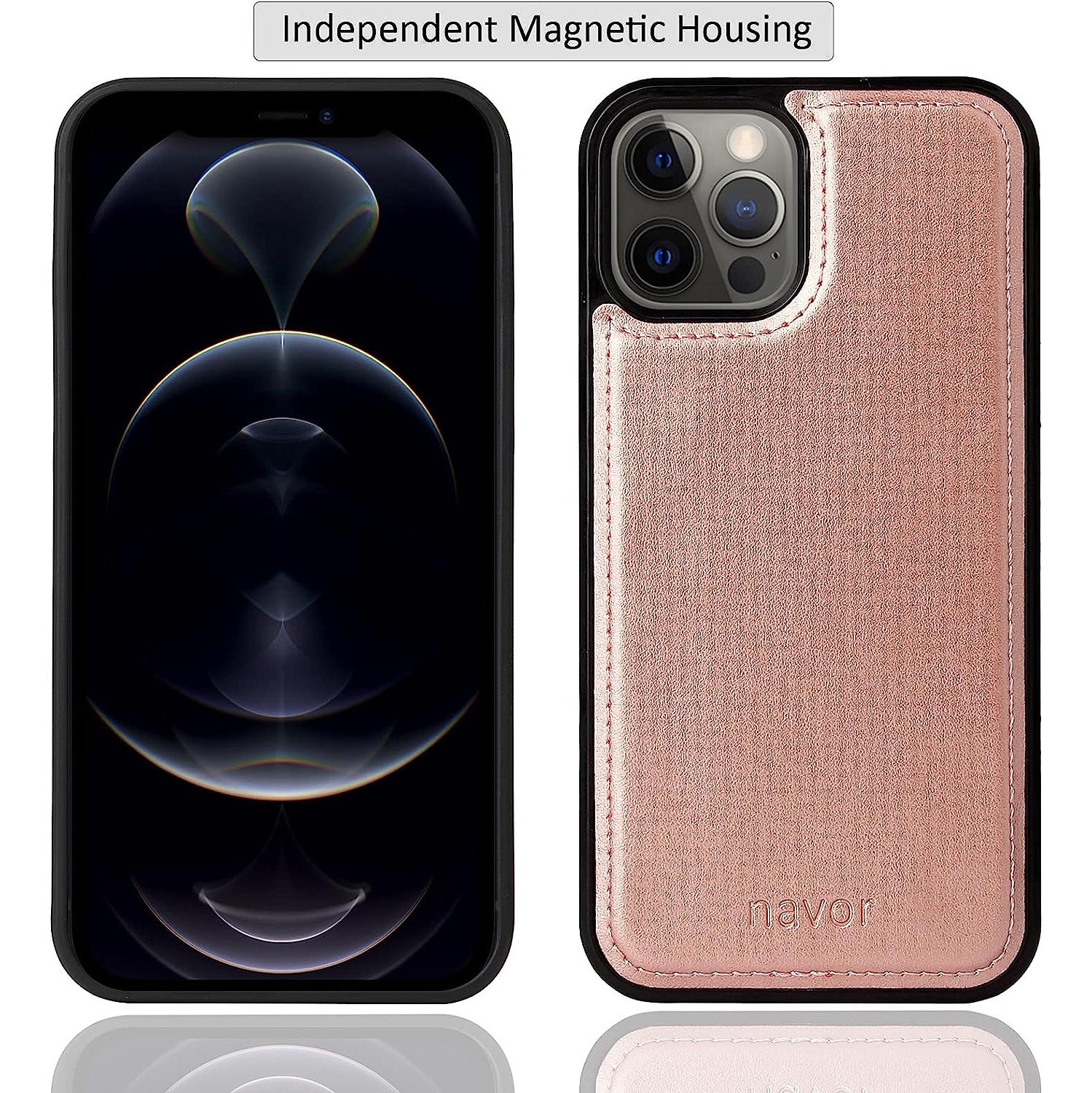 navor Universal Car Mount & Magnetic Detachable Wallet Case [RFID Protection] [10 Card Pockets] [3 Money Pockets] Compatible for iPhone 12 Pro [6.1