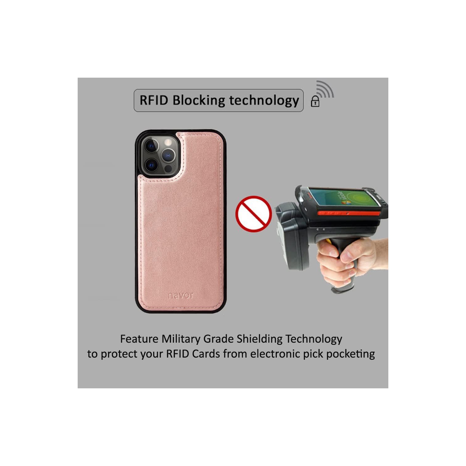 navor Universal Car Mount & Magnetic Detachable Wallet Case [RFID Protection] [10 Card Pockets] [3 Money Pockets] Compatible for iPhone 12 Pro [6.1