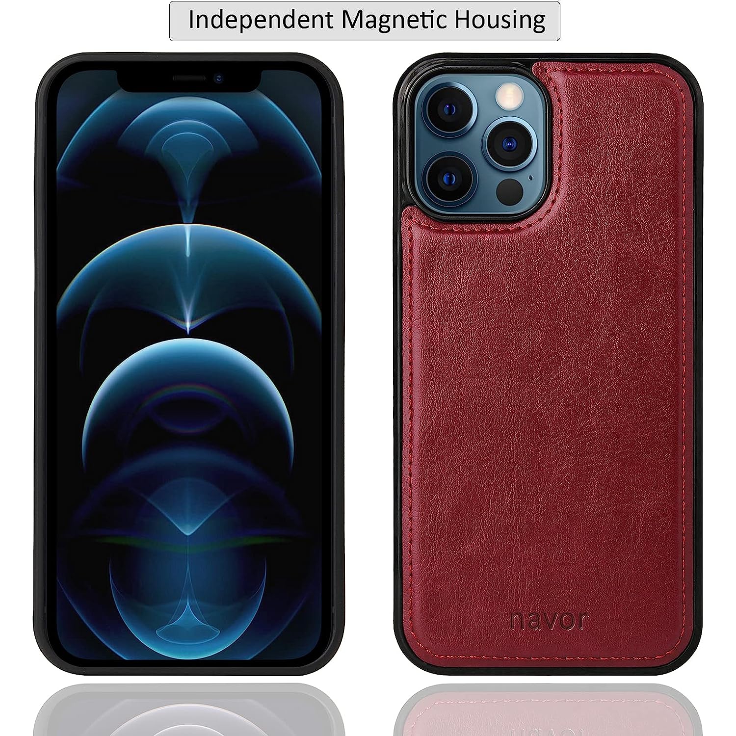 navor Universal Car Mount & Magnetic Detachable Wallet Case [RFID Protection] [10 Card Pockets] [3 Money Pockets] Compatible for iPhone 12 Pro Max