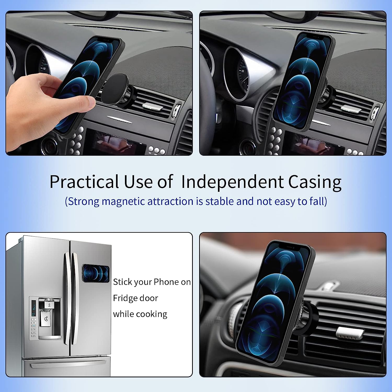 navor Universal Car Mount & Magnetic Detachable Wallet Case [RFID Protection] [10 Card Pockets] [3 Money Pockets] Compatible for iPhone 12 Pro Max