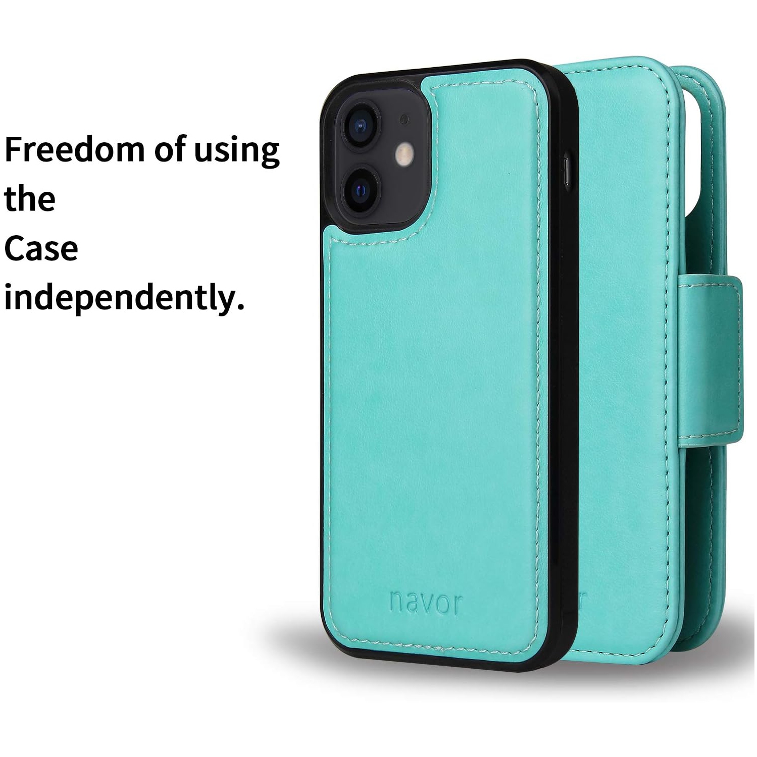 navor Universal Car Mount & Detachable Magnetic Wallet Case with RFID Protection Compatible for iPhone 12 Mini [5.4 inch] [Vajio Series]