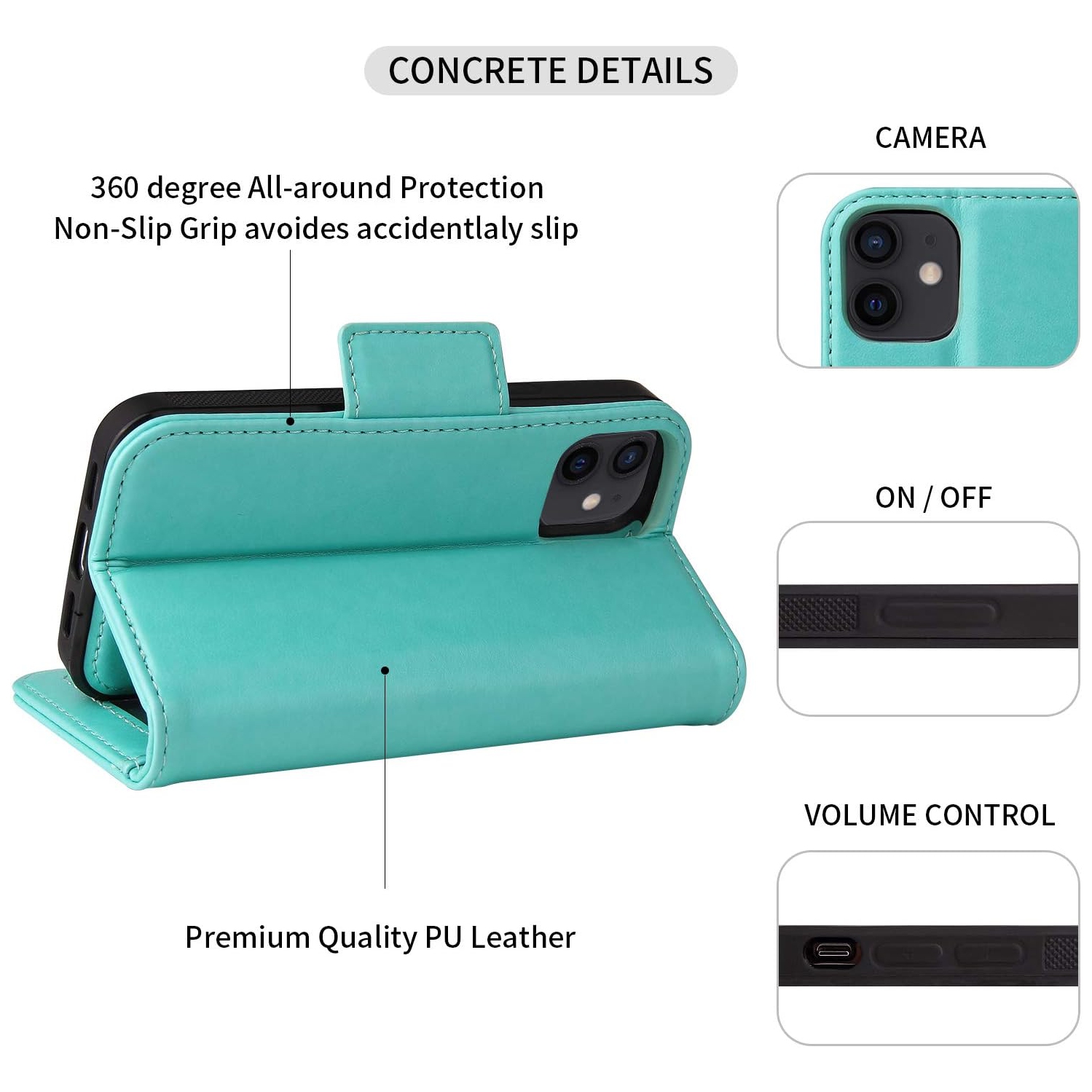 navor Universal Car Mount & Detachable Magnetic Wallet Case with RFID Protection Compatible for iPhone 12 Mini [5.4 inch] [Vajio Series]