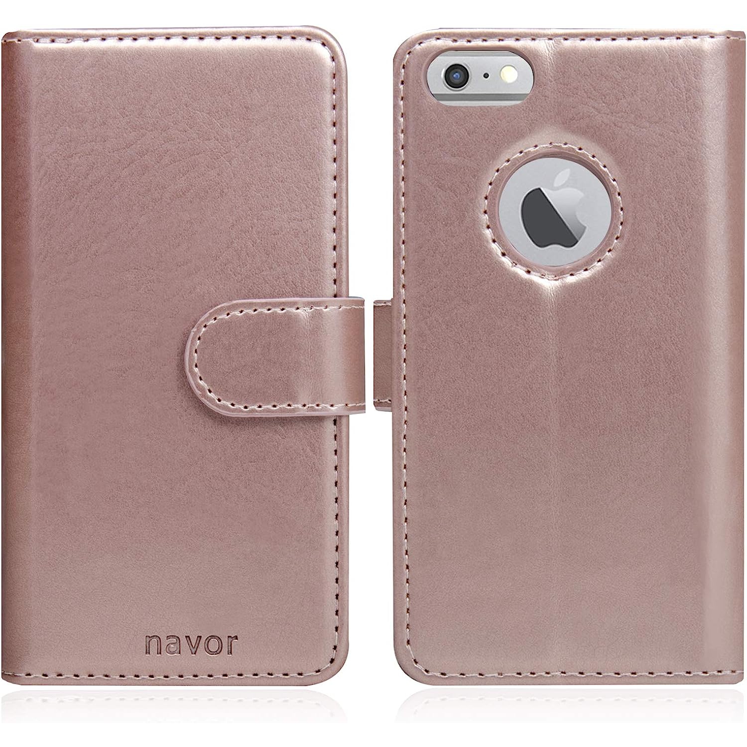 Navor Magnetic Detachable Wallet Case [8 Card Slots] [3 Money Pockets] Compatible for iPhone 6 / 6s 4.7 Inch [JOOT-3L]- Rose Gold