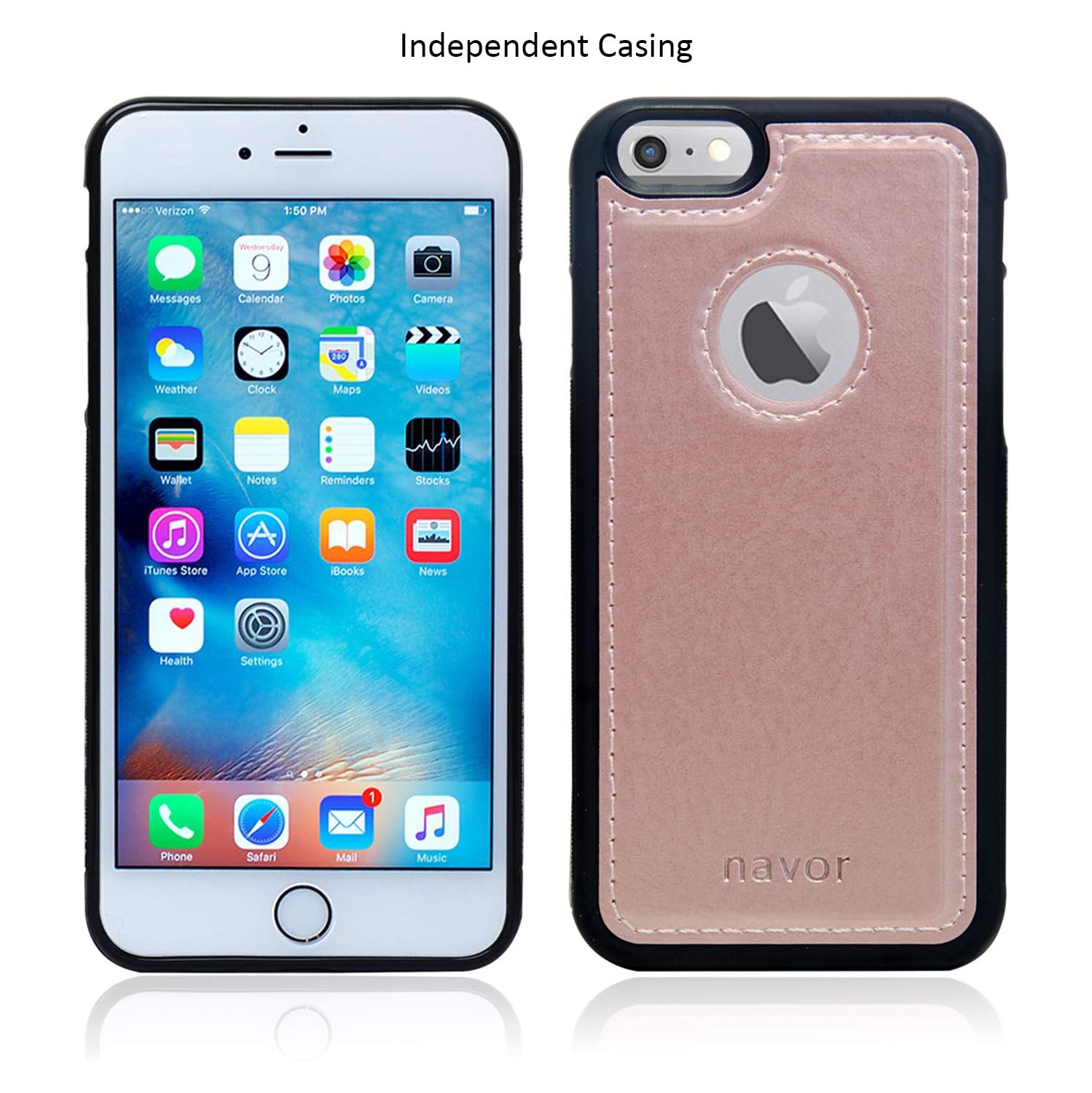 Navor Magnetic Detachable Wallet Case [8 Card Slots] [3 Money Pockets] Compatible for iPhone 6 / 6s 4.7 Inch [JOOT-3L]- Rose Gold