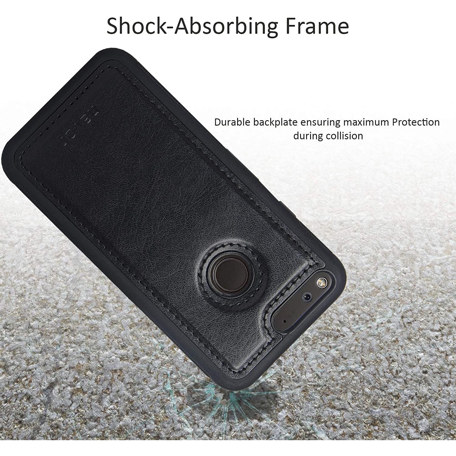 navor Case Compatible with Google Pixel, PU Leather Magnetic Slim & Light Premium Cover -Black