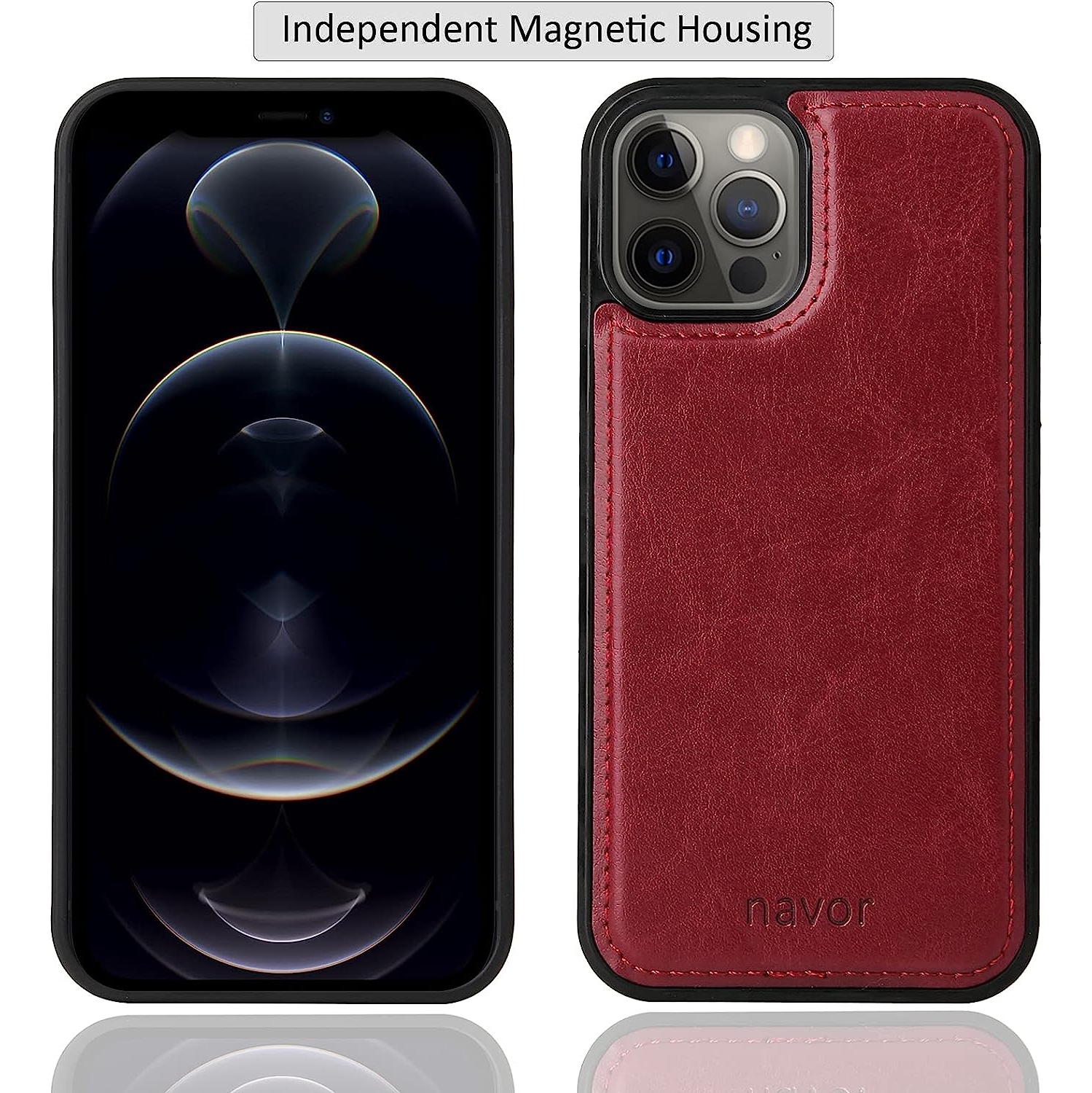 navor Universal Car Mount & Magnetic Detachable Wallet Case [RFID Protection] [10 Card Pockets] [3 Money Pockets] Compatible for iPhone 12 Pro [6.1