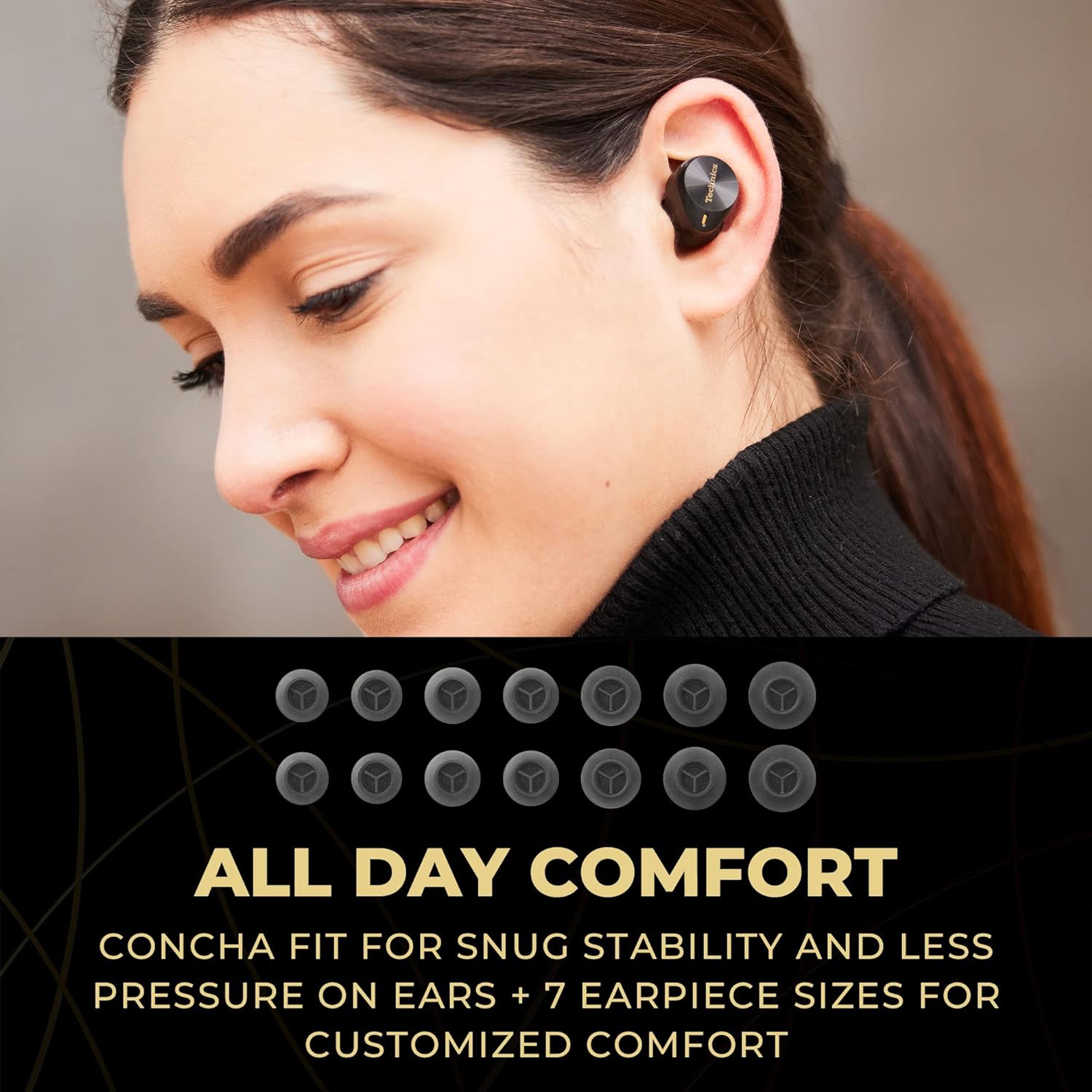 Technics EAHAZ80EK True Wireless Noise Cancelling Earbuds – Black – 2023 Model