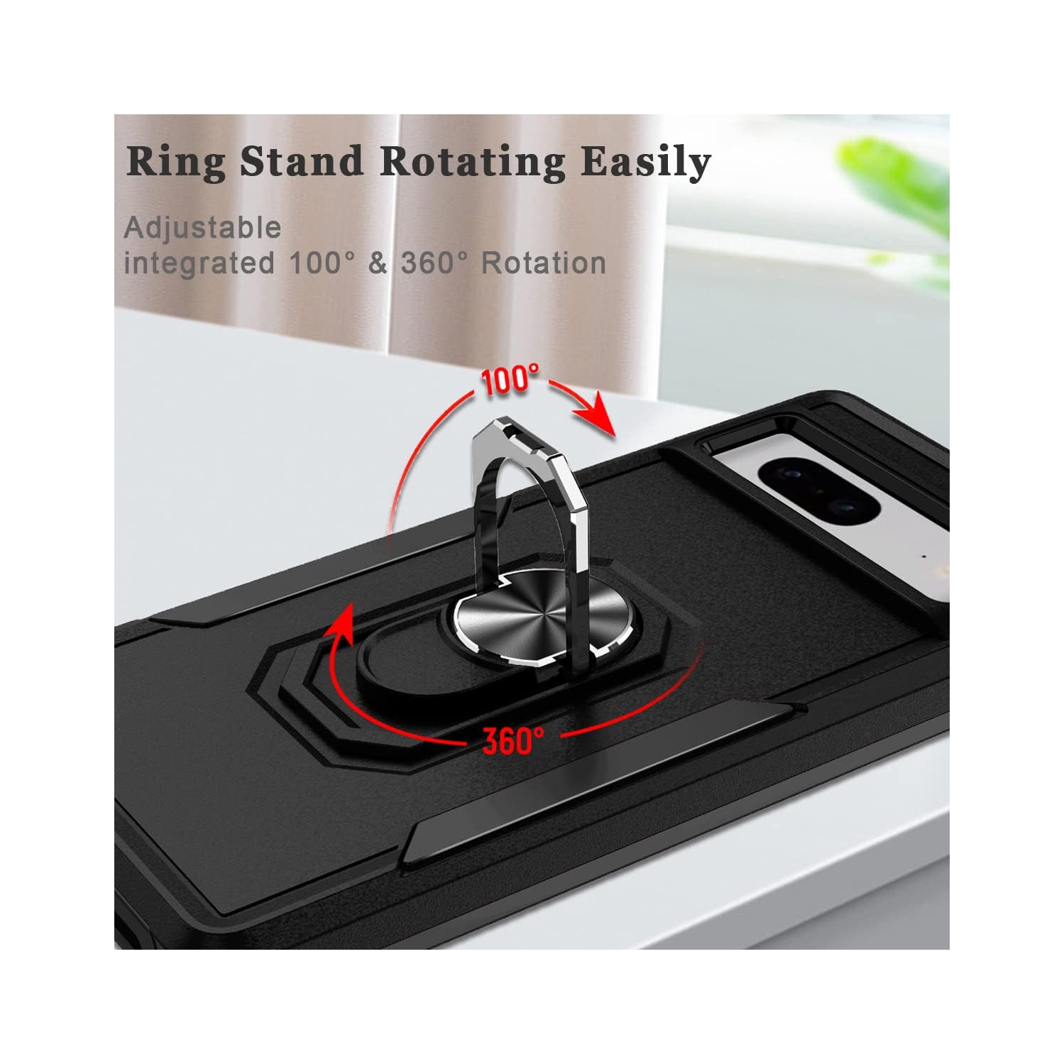 【CSmart】 Shockproof Heavy Duty Magnetic Hard Armor Kickstand Case with Ring Holder for Google Pixel 7A, Midnight Green