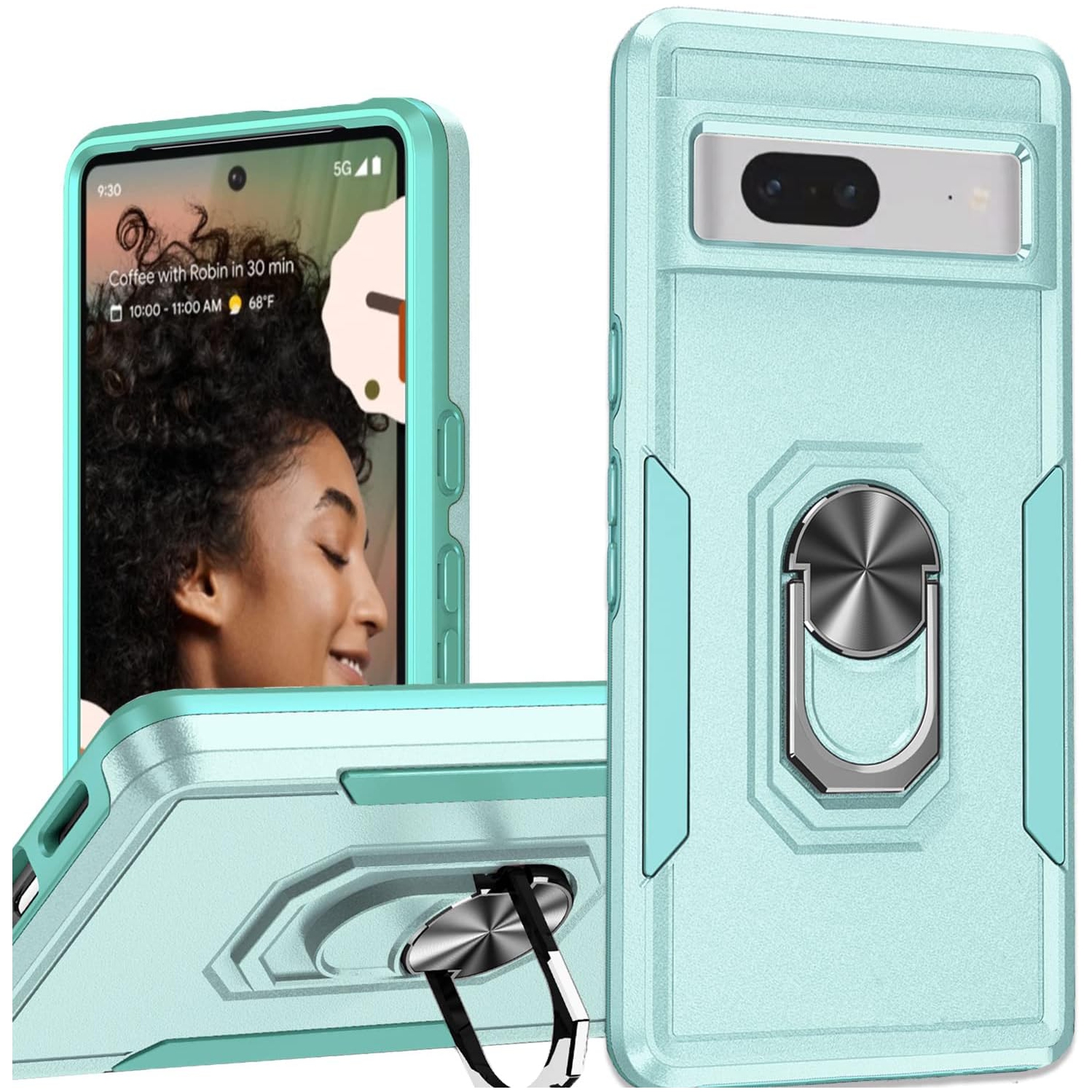 【CSmart】 Shockproof Heavy Duty Magnetic Hard Armor Kickstand Case with Ring Holder for Google Pixel 7 Pro, Purple