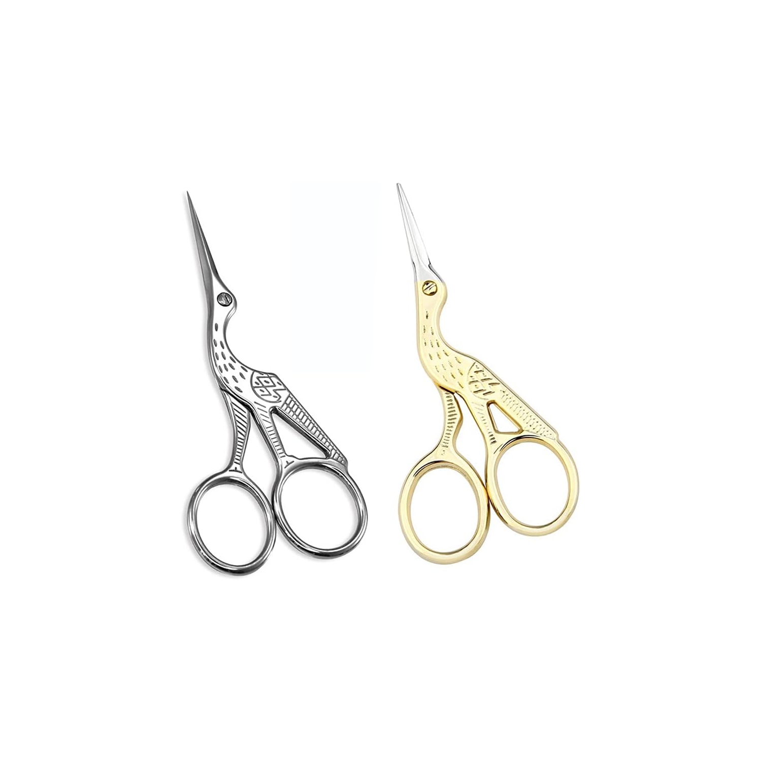 Paquet de 2 ciseaux à broder de 5,51 po, ciseaux à coudre, style rétro, pour travaux d’aiguilles d’art, argenté et doré