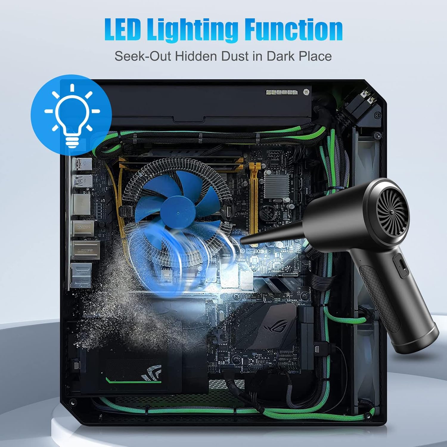 DÉPOUSSIÉRANT à piles pour clavier, ordinateur, appareil photo, voiture, canapé, jouets et plus encore, avec câble de chargement, tuyau