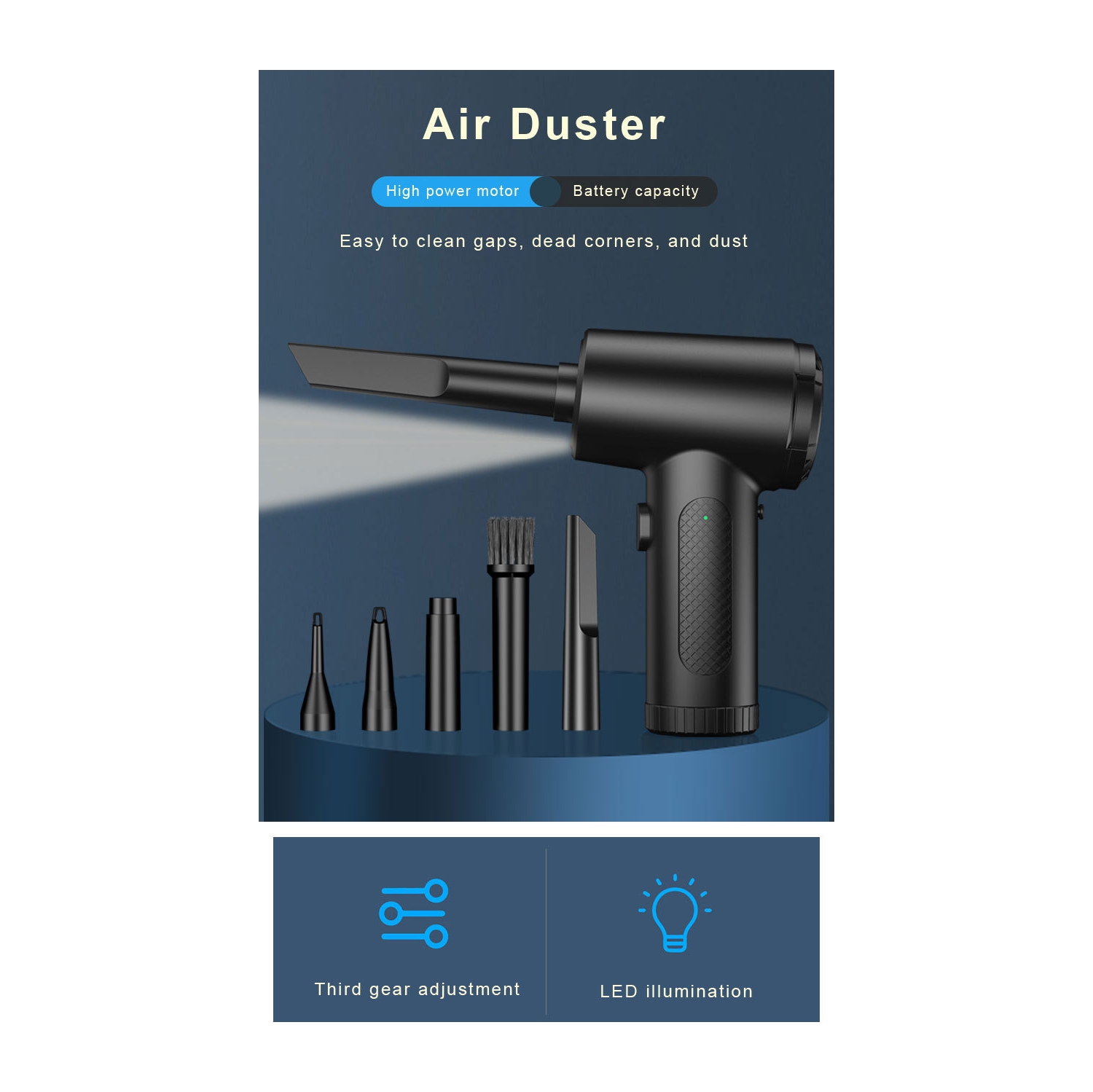 DÉPOUSSIÉRANT à piles pour clavier, ordinateur, appareil photo, voiture, canapé, jouets et plus encore, avec câble de chargement, tuyau