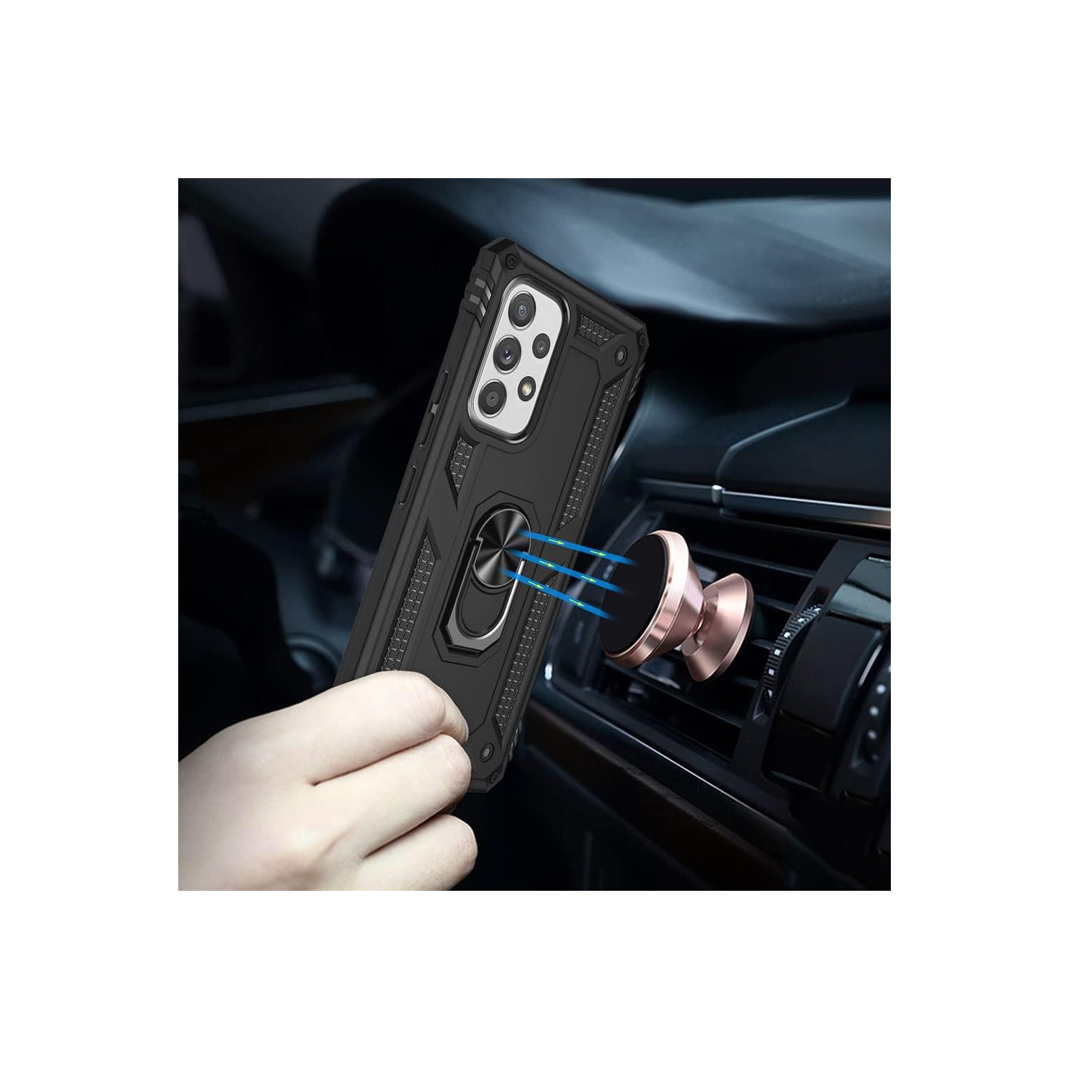 Samsung Galaxy A53 5G Case with Screen Protector, Ring Kickstand Military Protective Shockproof Armor Dual Layer Protection Defender Back Cover Phone