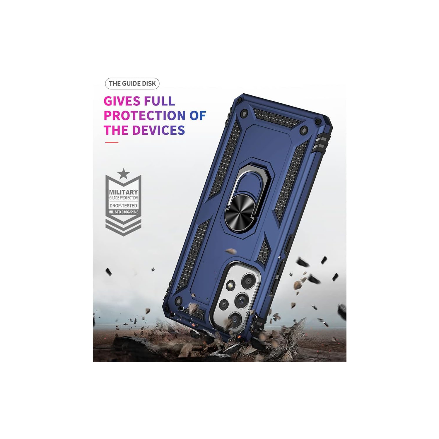 Étui pour Galaxy A53 5G de Samsung avec protecteur d'écran, béquille pour anneau, protection militaire antichoc, protection double couche, étui