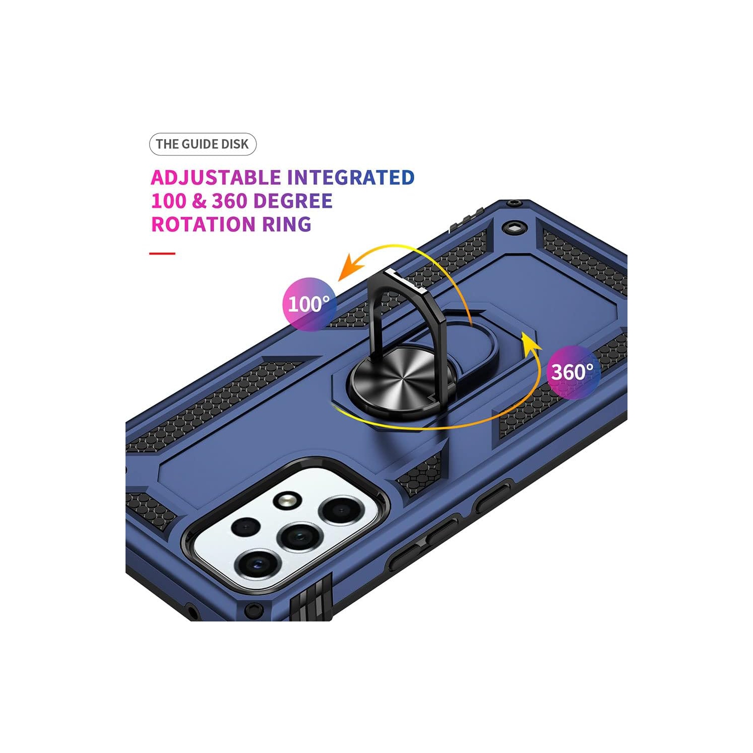 Étui pour Galaxy A53 5G de Samsung avec protecteur d'écran, béquille pour anneau, protection militaire antichoc, protection double couche, étui