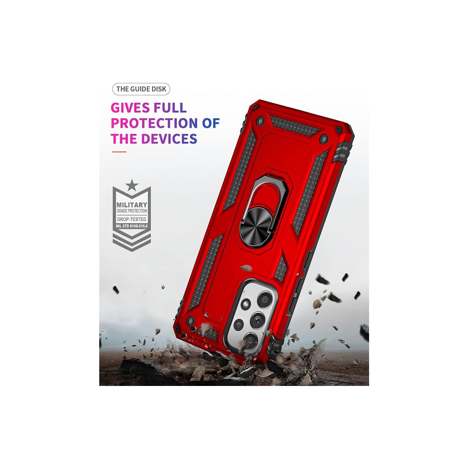 Samsung Galaxy A13 5G Case with Screen Protector, Ring Kickstand Military Protective Shockproof Armor Dual Layer Protection Defender Back Cover Phone